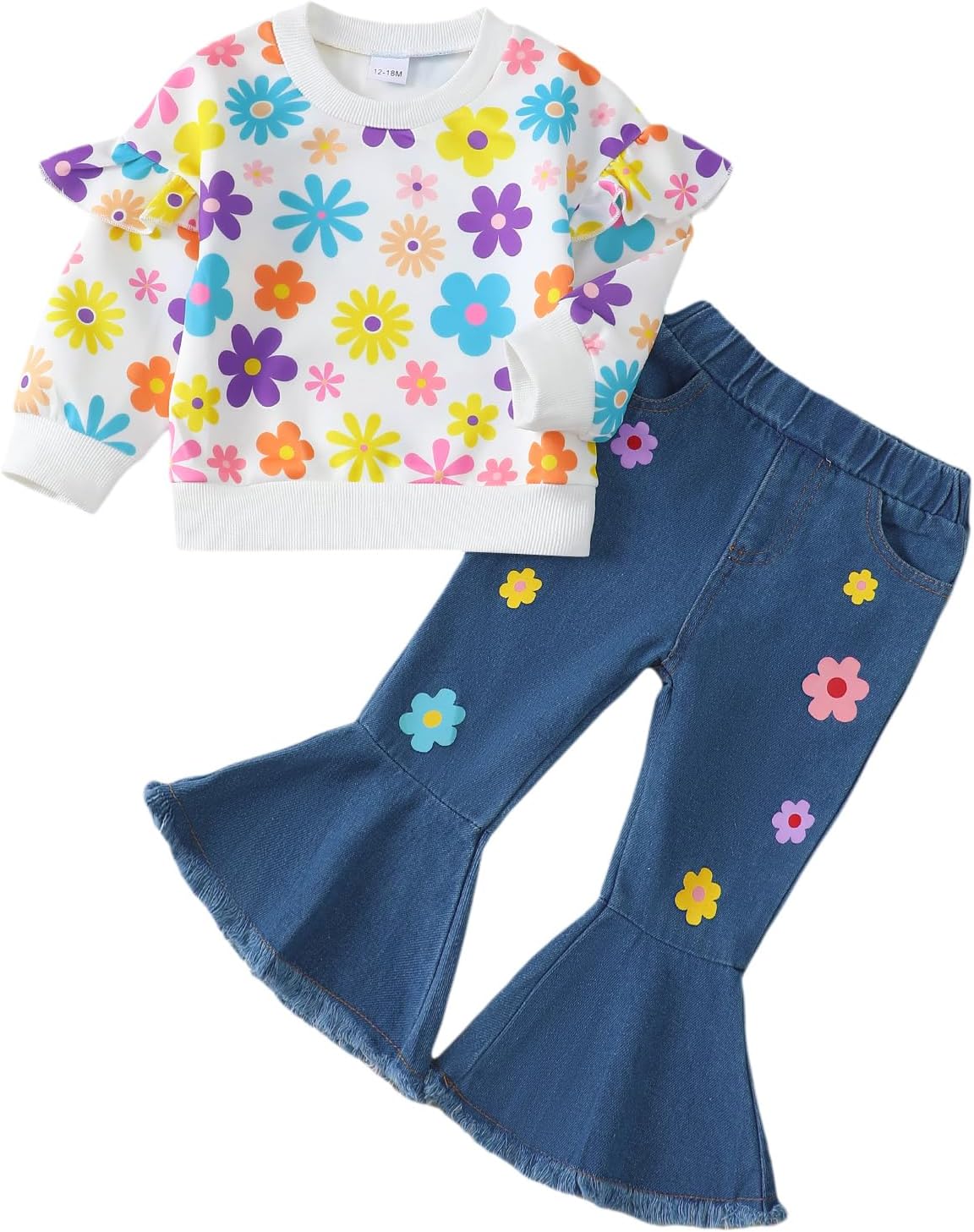 Renotemy Toddler Baby Girls Clothes Infant Girl Outfits Ruffle Sleeve Tops Pants Clothing Sets for Girls