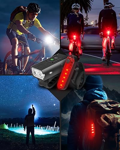 Miniatura 7 de Victoper Bike Light, High Lumens Super Bright Bicycle Lite, 6+4 Modes USB Rechargeable Bike Headlight & Taillight Set, Waterproof Safety Bike Front