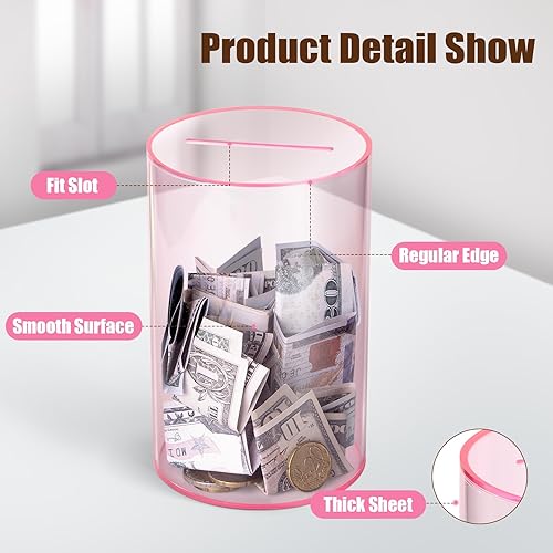 Miniatura 19 de Hicocool Alcancía transparente para adultos y niños, debe romperse para abrir, alcancía de acrílico azul, tarro de ahorro de dinero sin abrir