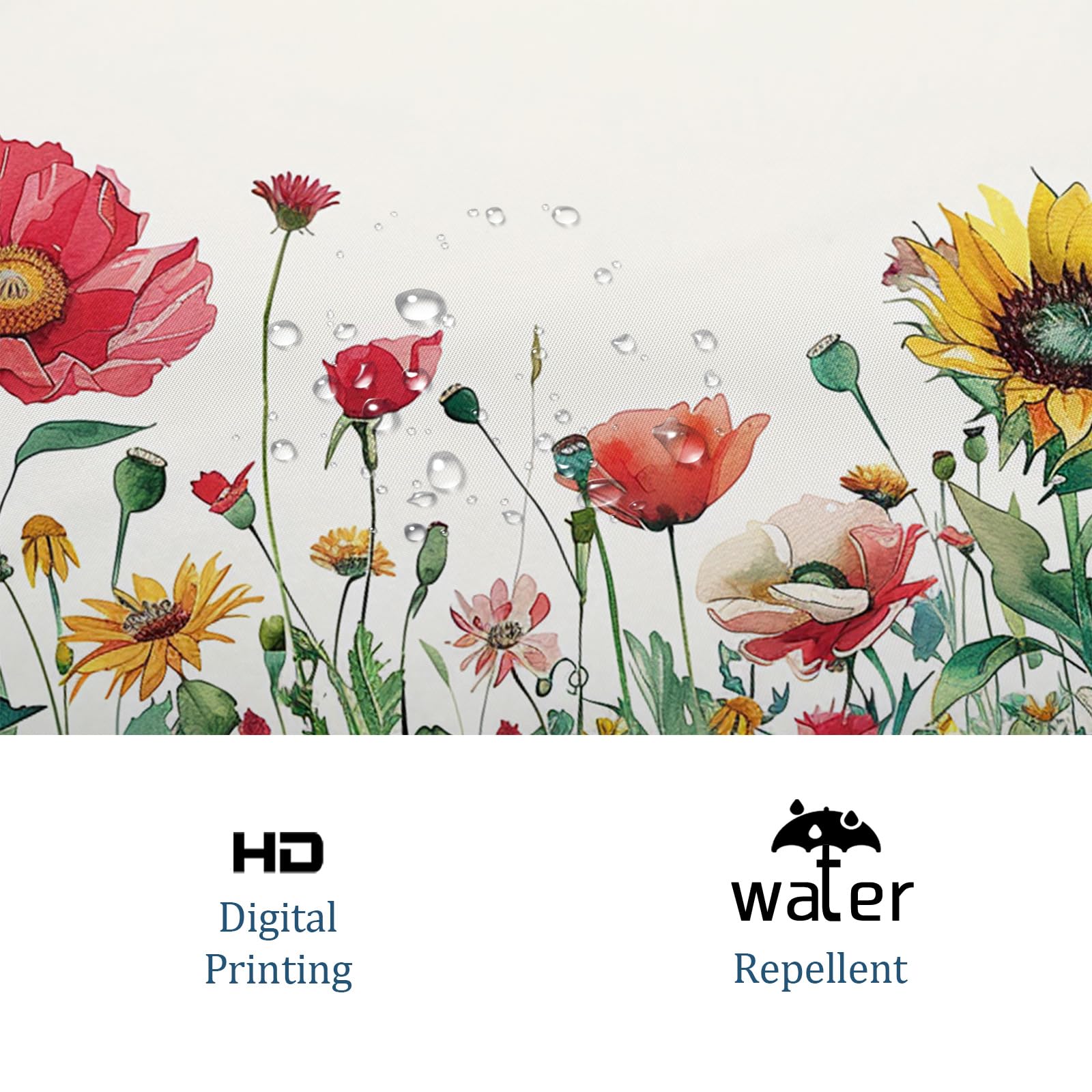 Gibelle Blumen-Duschvorhang – Wasserdicht, 183 X 183 Cm, Gelb/grau Aquarell, Mit 12 Haken, Polyester