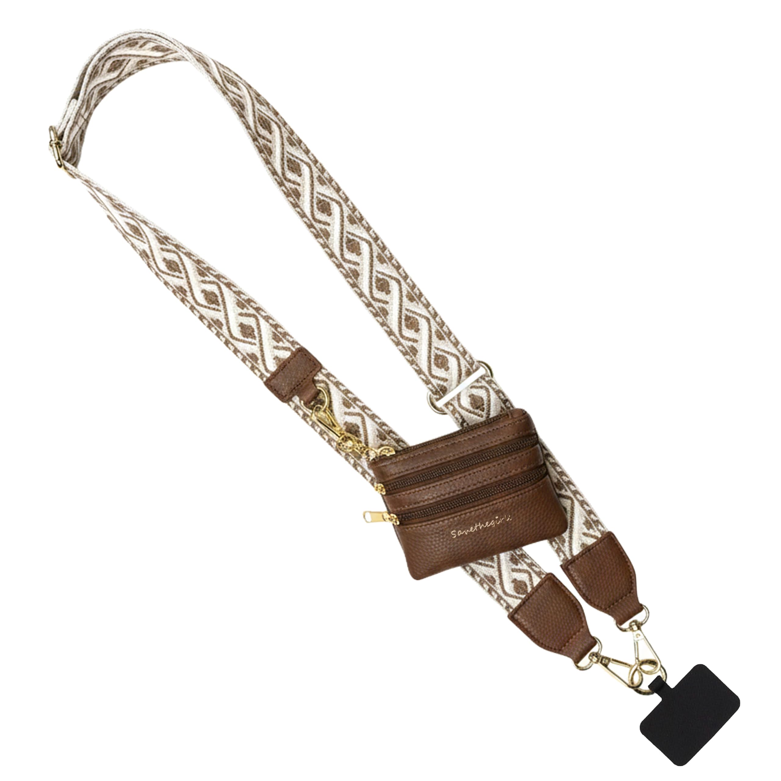 Save the Girls Cell Phone Strap Crossbody for Women, RFID Wallet Pouch, Tan