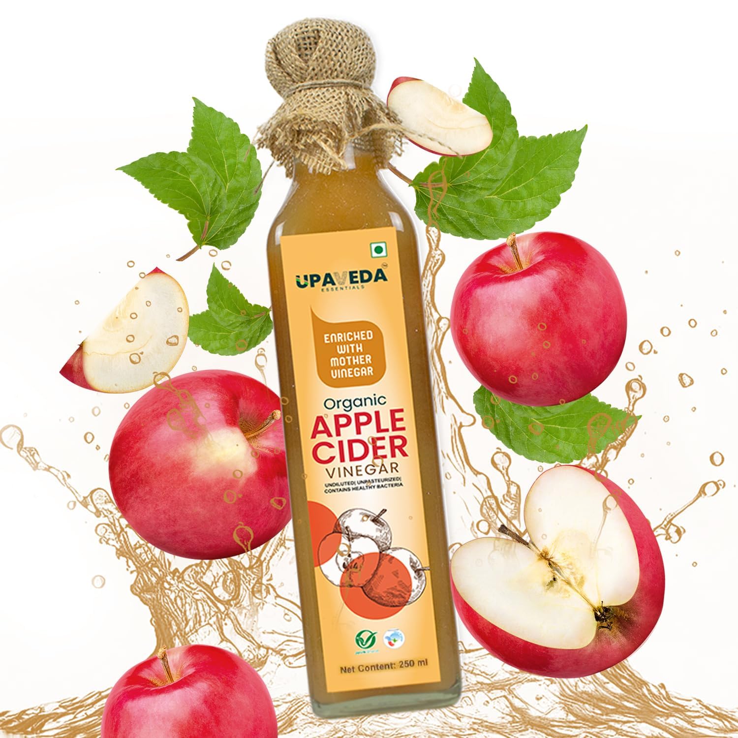 Upaveda Essentials Organic Apple Cider Vinegar 250ml | Himalayan Raw Apple | 100% No Preservatives | Unfiltered & Undiluted with the Mother | Supports Weight Management, Digestion & Immunity | No Added Sugar (B09JSRY4H3) Amazon Price History, Amazon Price Tracker