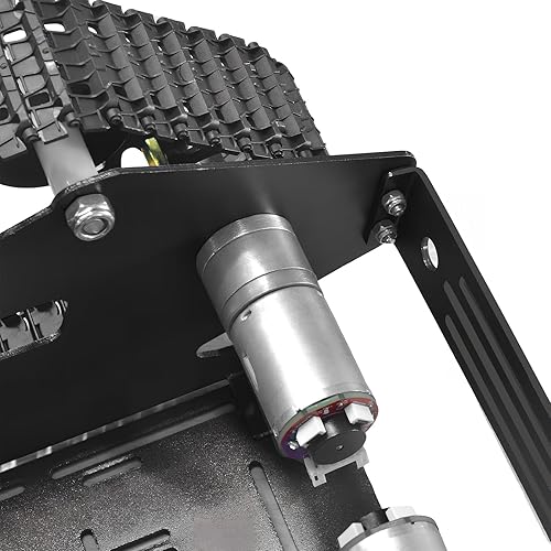 Miniatura 17 de Kit de chasis de coche robot inteligente, chasis de tanque grande de aleación de aluminio, con motores de 2WD para Arduino/Raspberry Pi DIY RC Negro