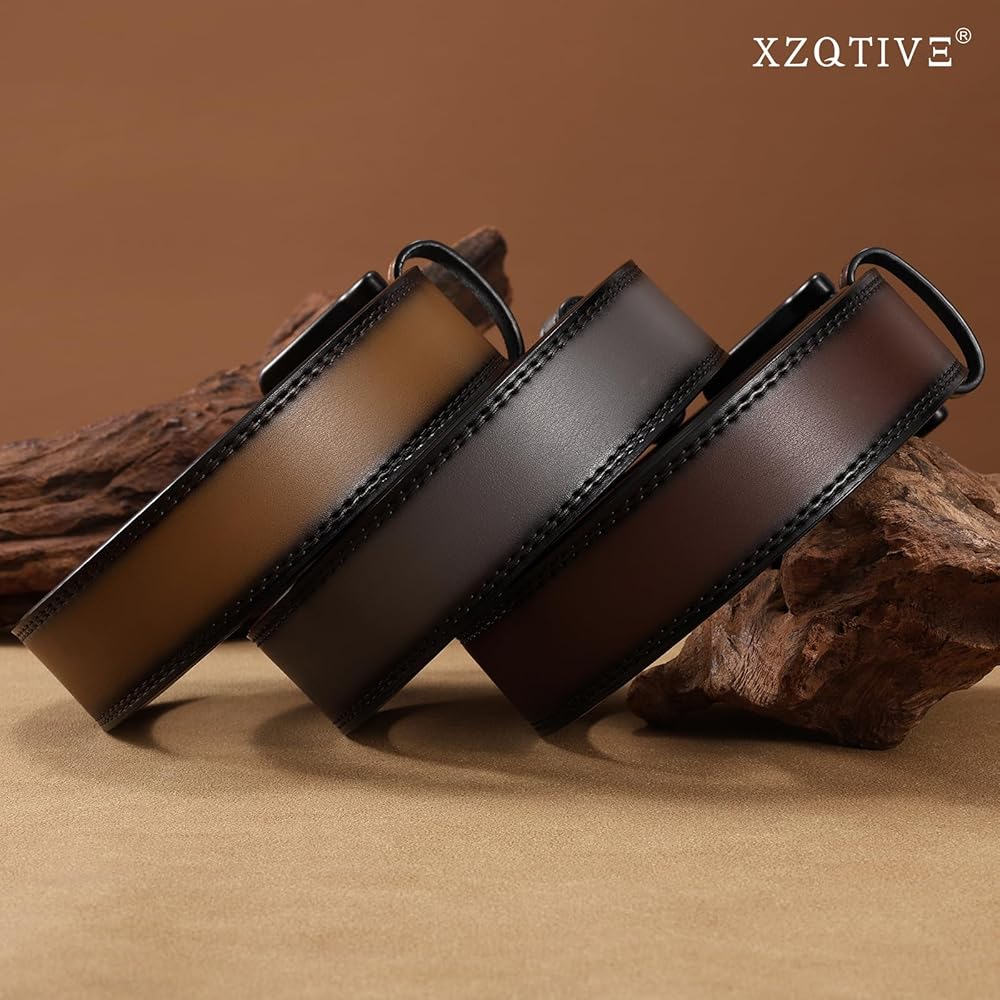 XZQTIVE Men's Metal Free Belt Hypoallergenic Leather Belts For