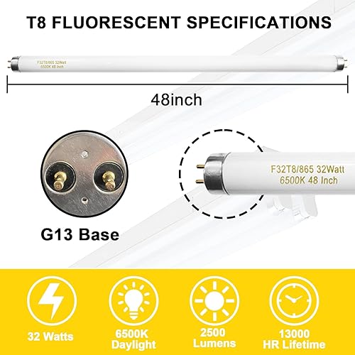 Miniatura 28 de Paquete de 6 bombillas T8F10W BL de repuesto de 10 W, tubo fluorescente de 10 vatios para dispositivo de 20 W, luz negra de 365 nm de 13 pulgadas