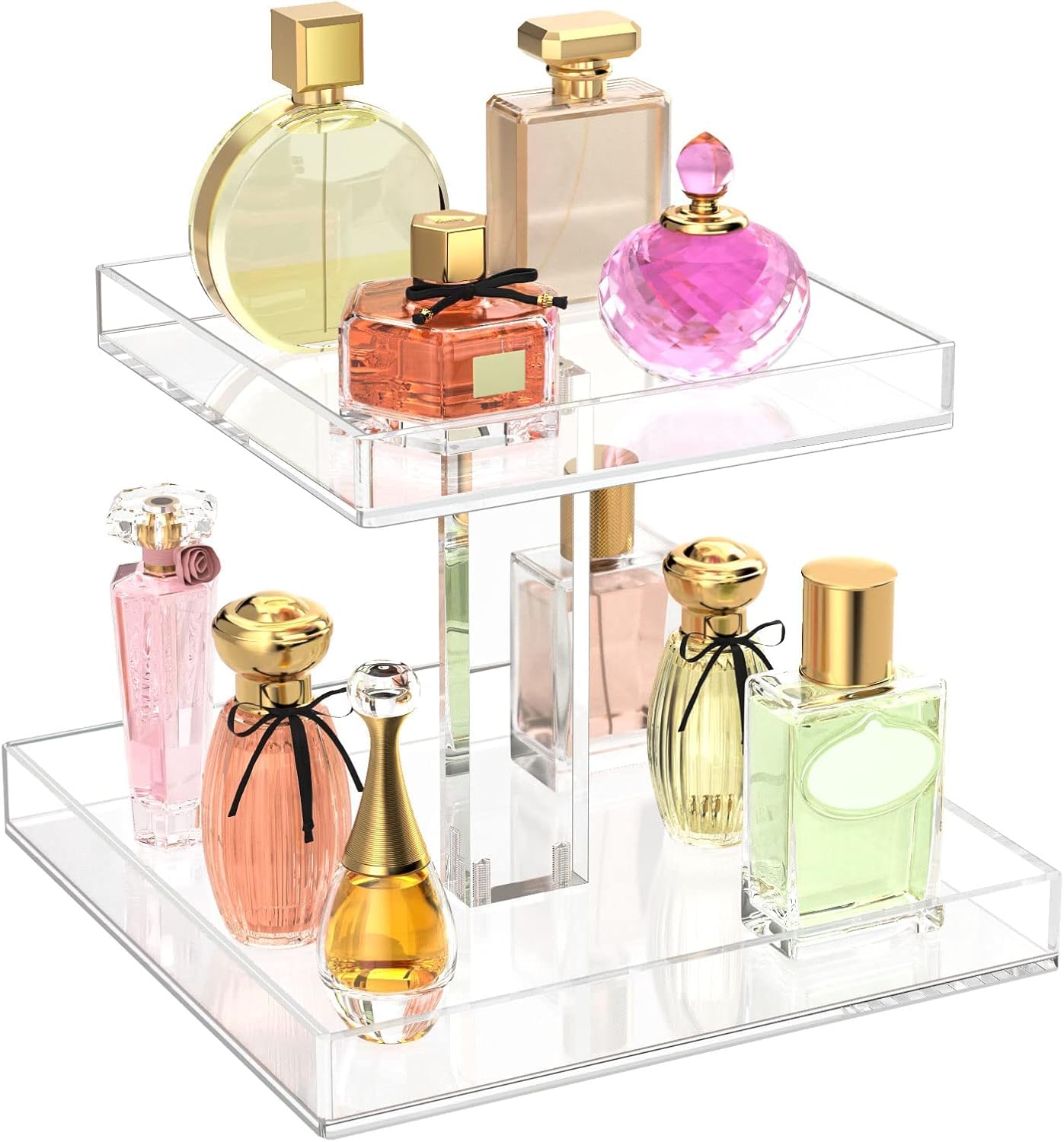 HOMANLY 2-Tier Acrylic Bathroom Cosmetic Storage Organizer for Dresser and Countertop - Standing Perfume Tray for Bedroom Decor-picture-10