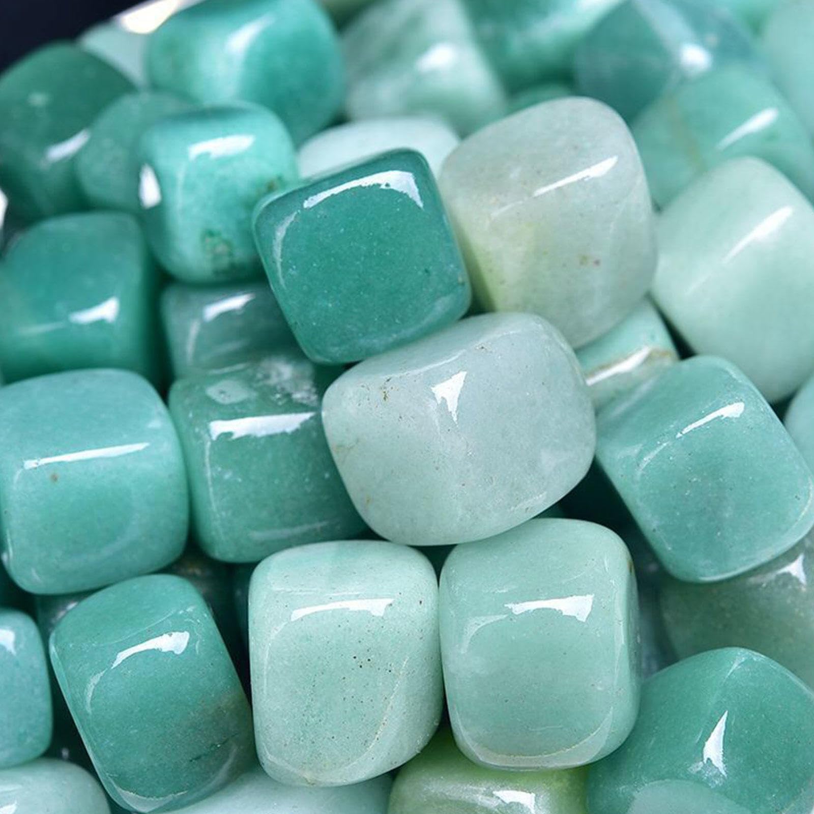 Piedras Pulidas Caídas Cristales Curativos Cubo Cuadrado - Piedra Preciosa de Aventurina Verde Natural a Granel para Energía Curativa Wicca Reiki - 2.2 Libras, 20 Mm