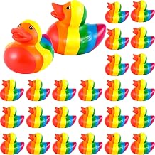 Deekin Mini Rainbow Rubber Ducks Bulk Bath Toy Set, 24 Pcs, Rainbow Style