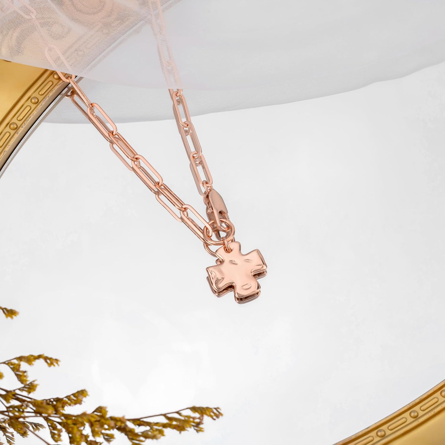 CHESKY Cross Necklace for Women Trendy, Dainty Gold/Silver/Rose Gold Plated Paperclip Statement Necklace for Womens Chunky Big Cross Pendant Necklace Christmas Gold Jewelry for Womens Gifts - Image 6