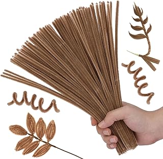 Pipe Cleaners, 100PCS Pipe Cleaners Craft Supplies, Light Brown Pipe Cleaners Bulk Fuzzy Sticks for DIY Art and Craft Projects Home Decoration