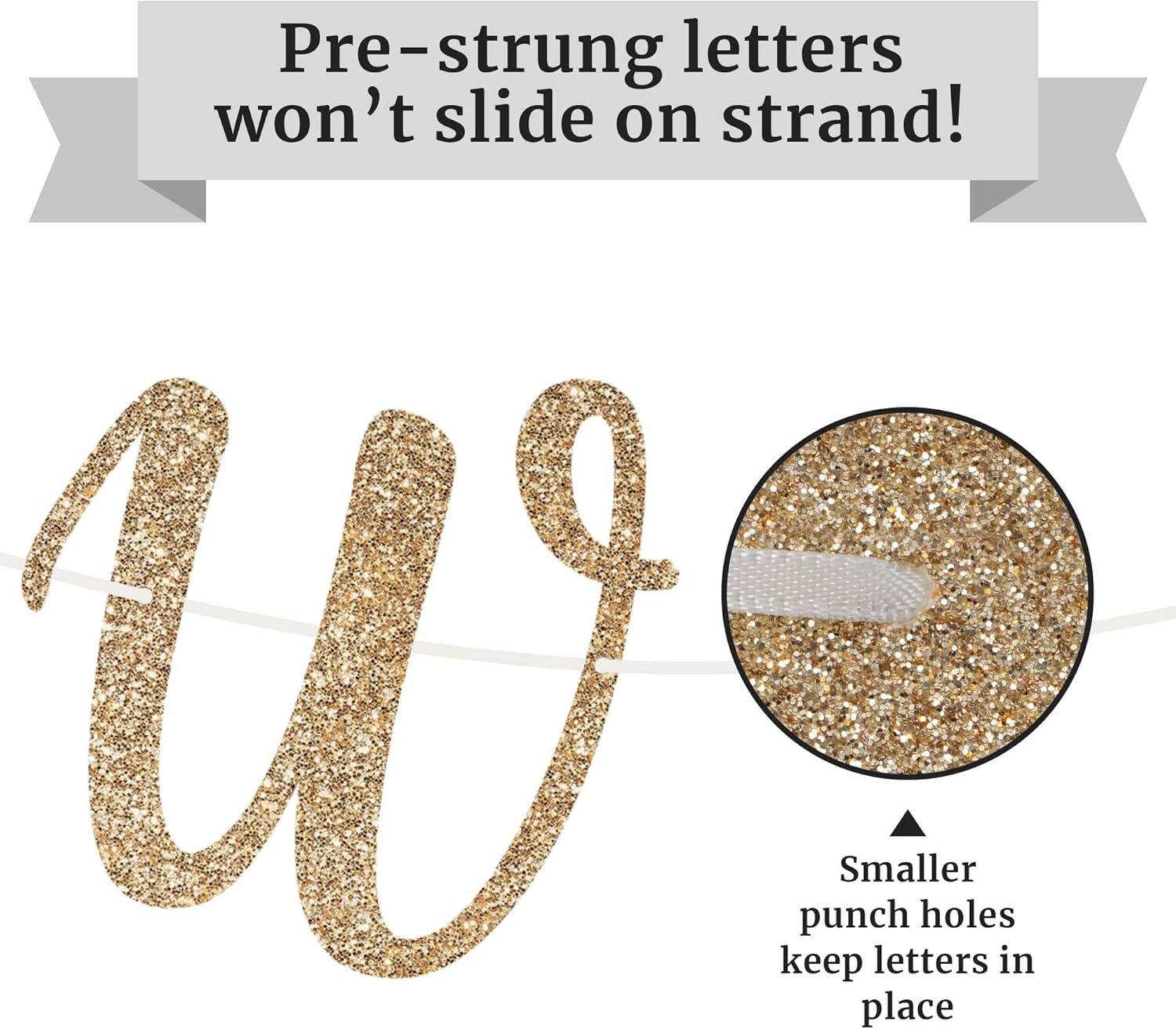 Pre-strung We Are So Proud of You Banner - No DIY - Gold Glitter Graduation Party Banner - Pre-strung Garland on 6 ft Strand - Grad Congrats Class of 2026 Decorations & Decor. Did We Mention No DIY - Image 4