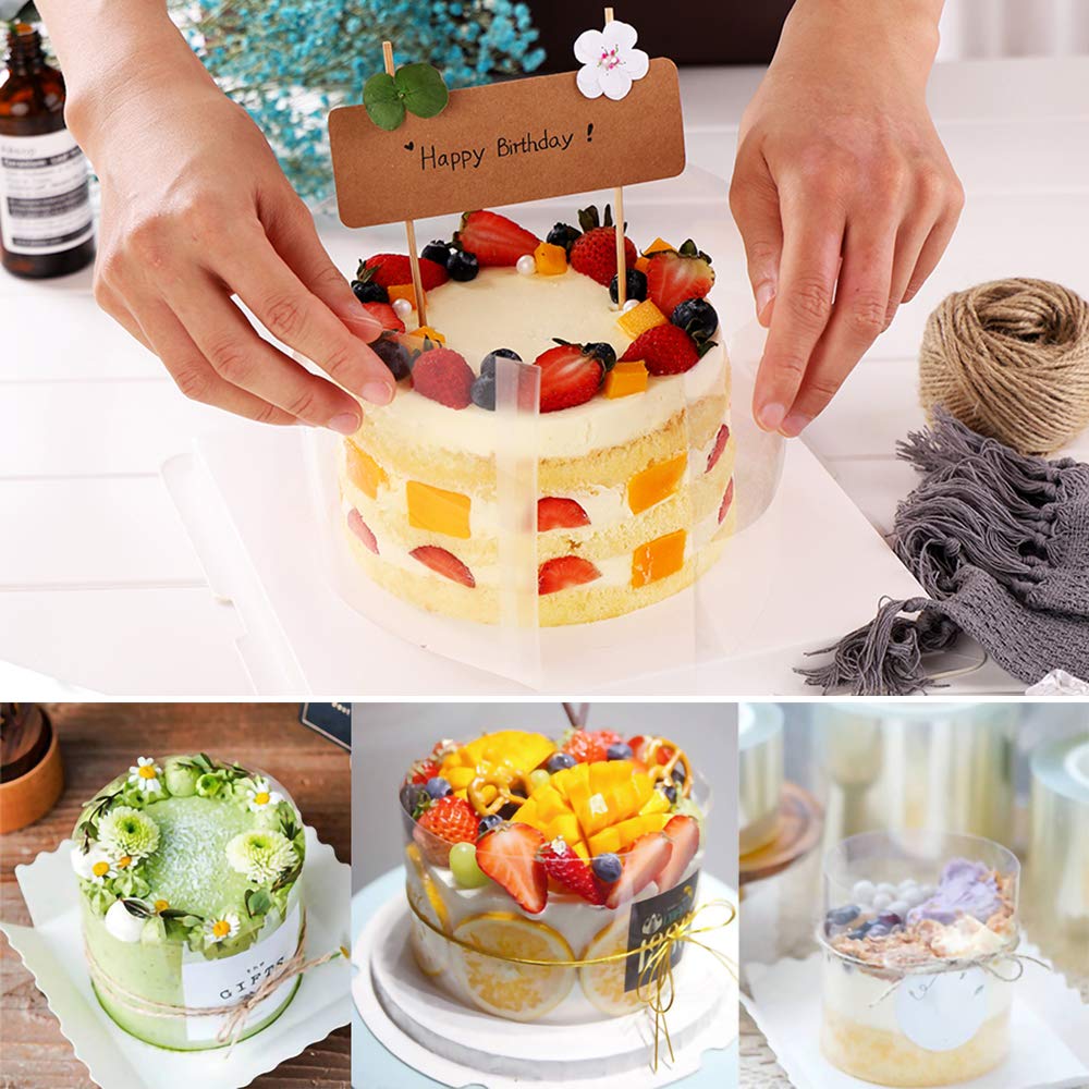 Collari Per Torta, Rotoli Per Torta Trasparenti Fogli di Acetato Per Cottura Fogli di Acetato Strumenti Per Cottura Mousse Bordi Circostanti Confezione Nastro da Imballaggio Decorazione (10cm*10m