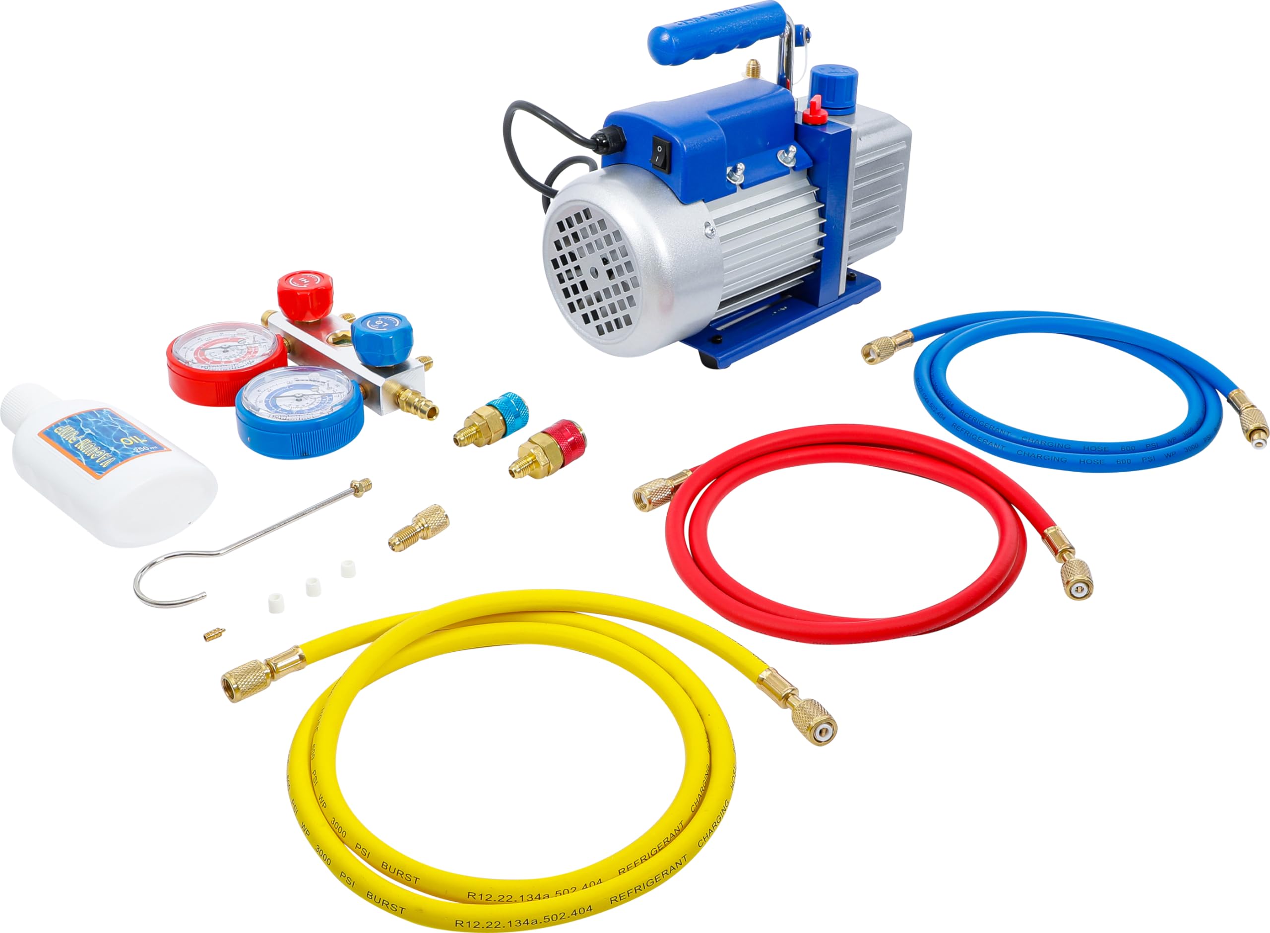 BGS 74263 | Vakuumpumpe/Unterdruckpumpe | 1-stufig | 57 l/min | für Klimaanlagen R12, R22, R134a und Vakuumverpackungen | 220 - 240 V, 50 Hz | Ultimativer Unterdruck 10 Pa