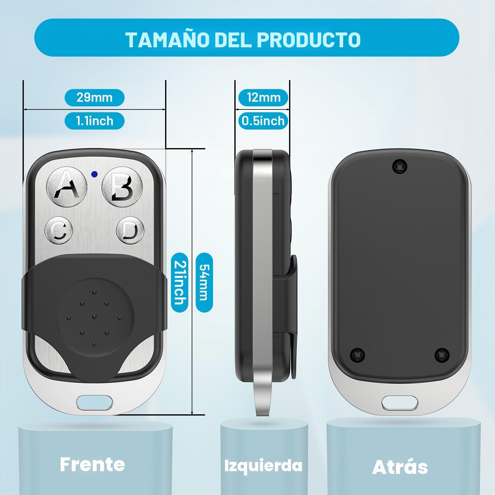 3Pcs Mando Garaje Universal 433Mhz, Mando a Distancia Clonador Puerta Garaje Codigo Fijo, Duplicador de Mandos de Garaje, Control Remoto Inalámbrico Automático para Puerta de Garaje