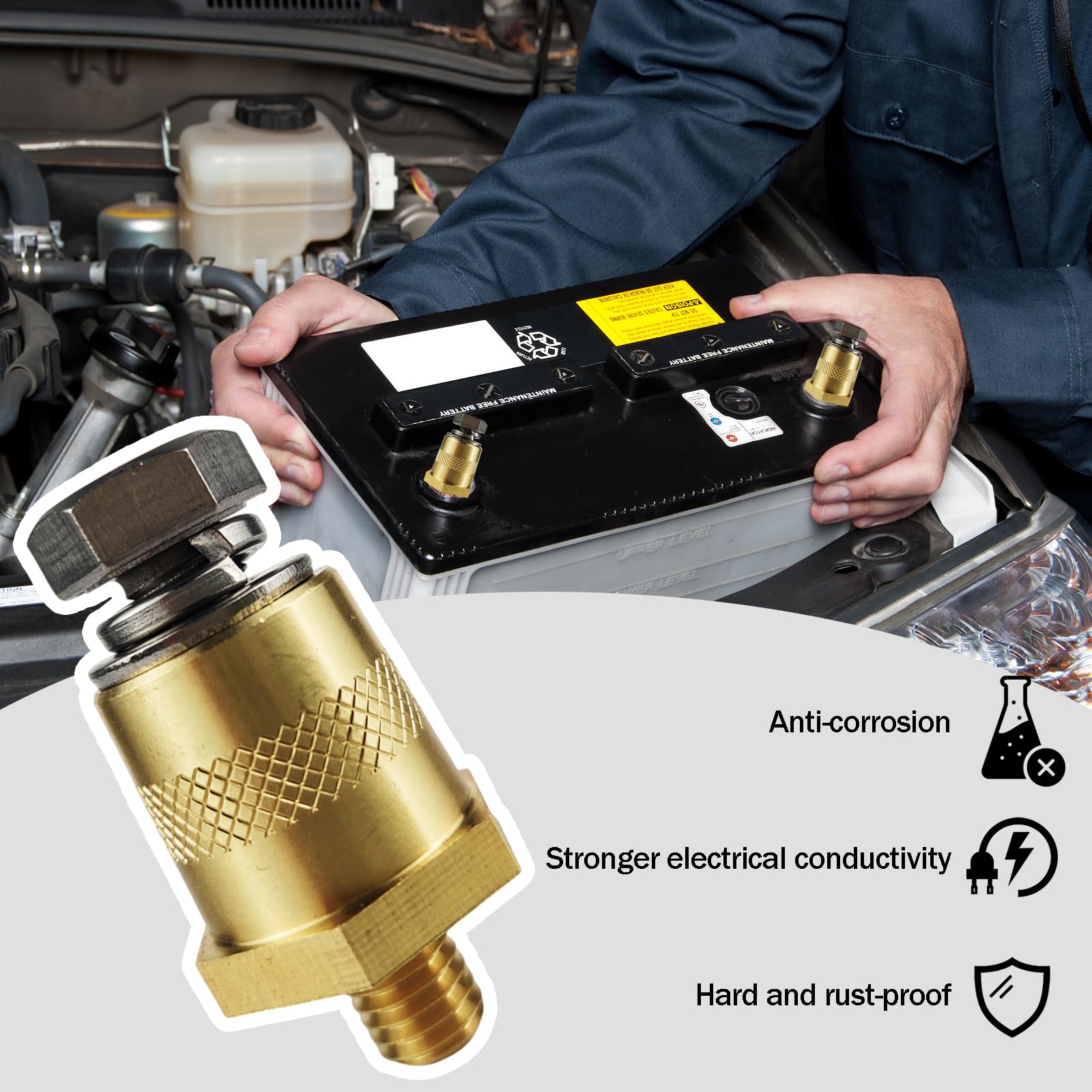 Morsetti per batteria adattatore Paio M6 con filettatura esterna, per auto, in ottone, negativo positivo, morsetti per batterie al litio