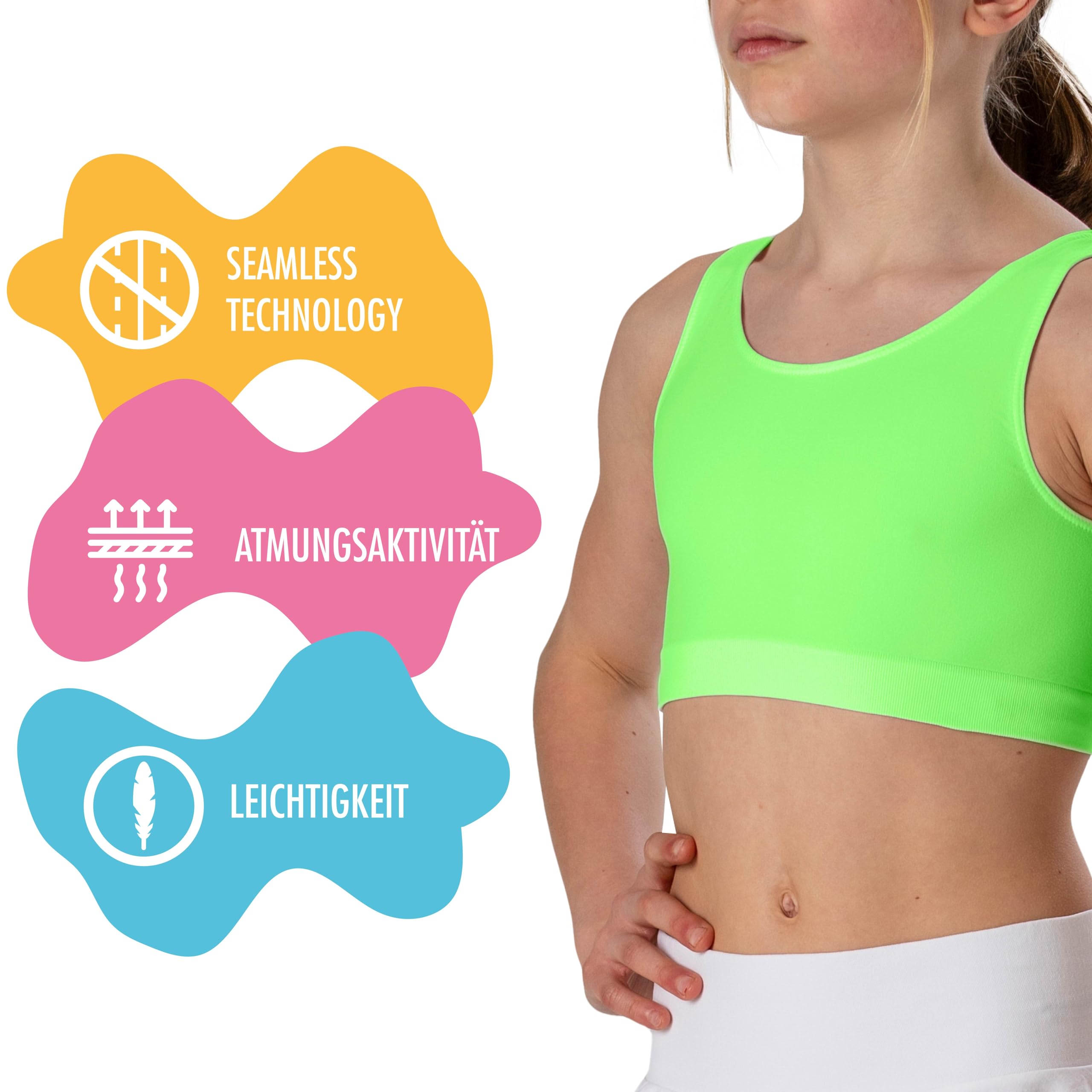 Risalti Bustier Mädchen Amerikanisches Mikrofaser 3 STK - Top Mädchen Bustier, Crop Top Mädchen, Sport Top Mädchen, BH Mädchen, Tops Für Mädchen, Tank Tops, Armbänder Gratis - Made In Italy