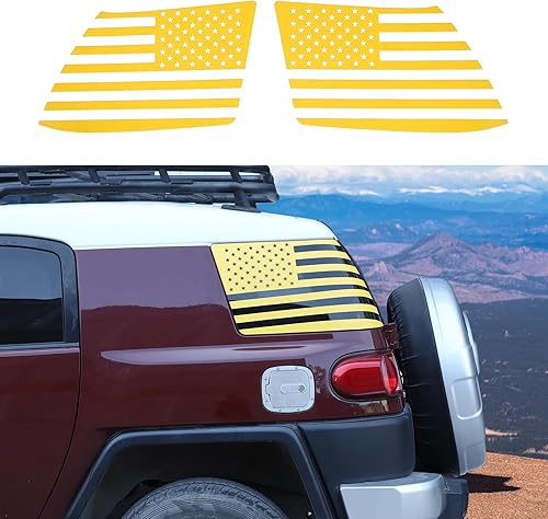 Miniatura 8 de Adhesivo adhesivo para ventana lateral de Toyota FJ Cruiser 2007-2017 con la bandera de Estados Unidos, para ventana lateral trasera, color negro, 2