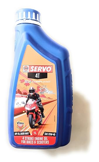 SERVO 4T SAE 4 Stroke Engine Oil for Motorcycles BS-4 and BS-6, 1L, 20W40