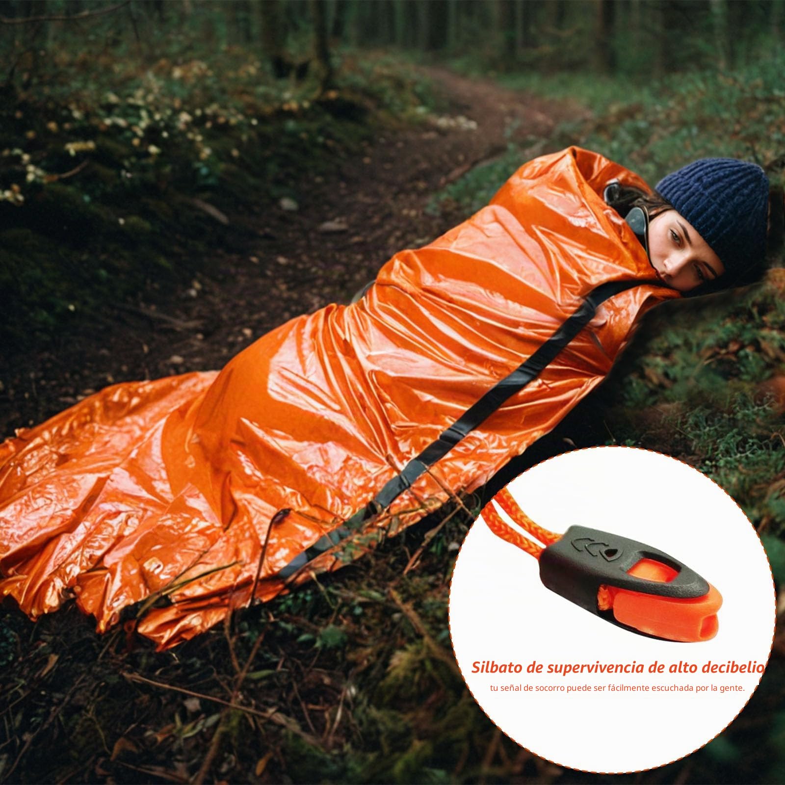 3 Piezas Saco de Dormir Termico Supervivencia Ligero y Manta Termica Emergencia Oro Plata Saco de Vivac Impermeable con 2 Mosquetones para Cámping Excursionismo Trekking al Aire Libre