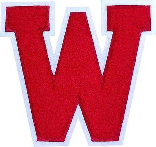 Miniatura 21 de 2 parches de letras de felpilla termo-adhesivas de 4.5 pulgadas, parches de letras universitarias con puntada de felpilla roja/blanca para ropa (H)