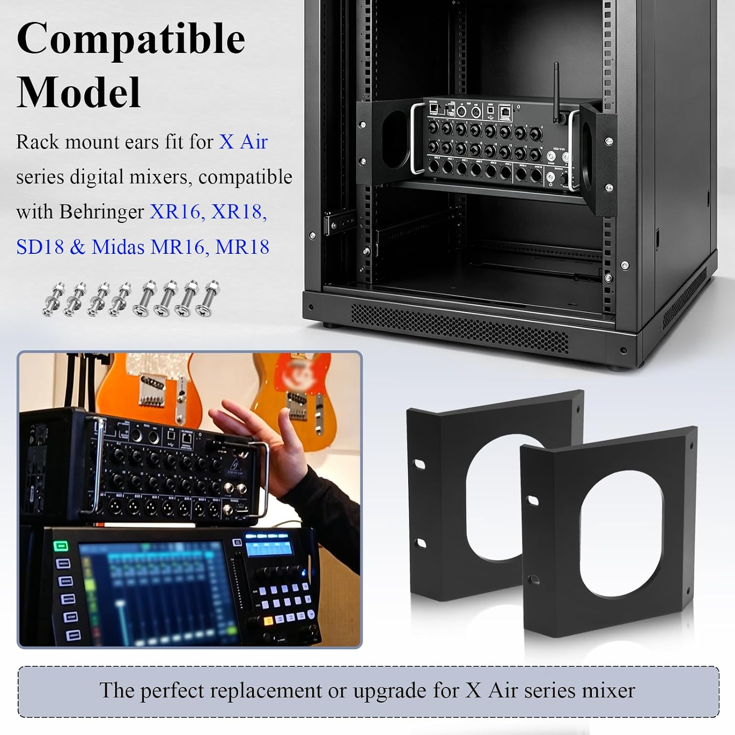 Single-Hole Rack Ears Fit for Behringer XR16, XR18, SD18 & Midas MR16, MR18 image 3