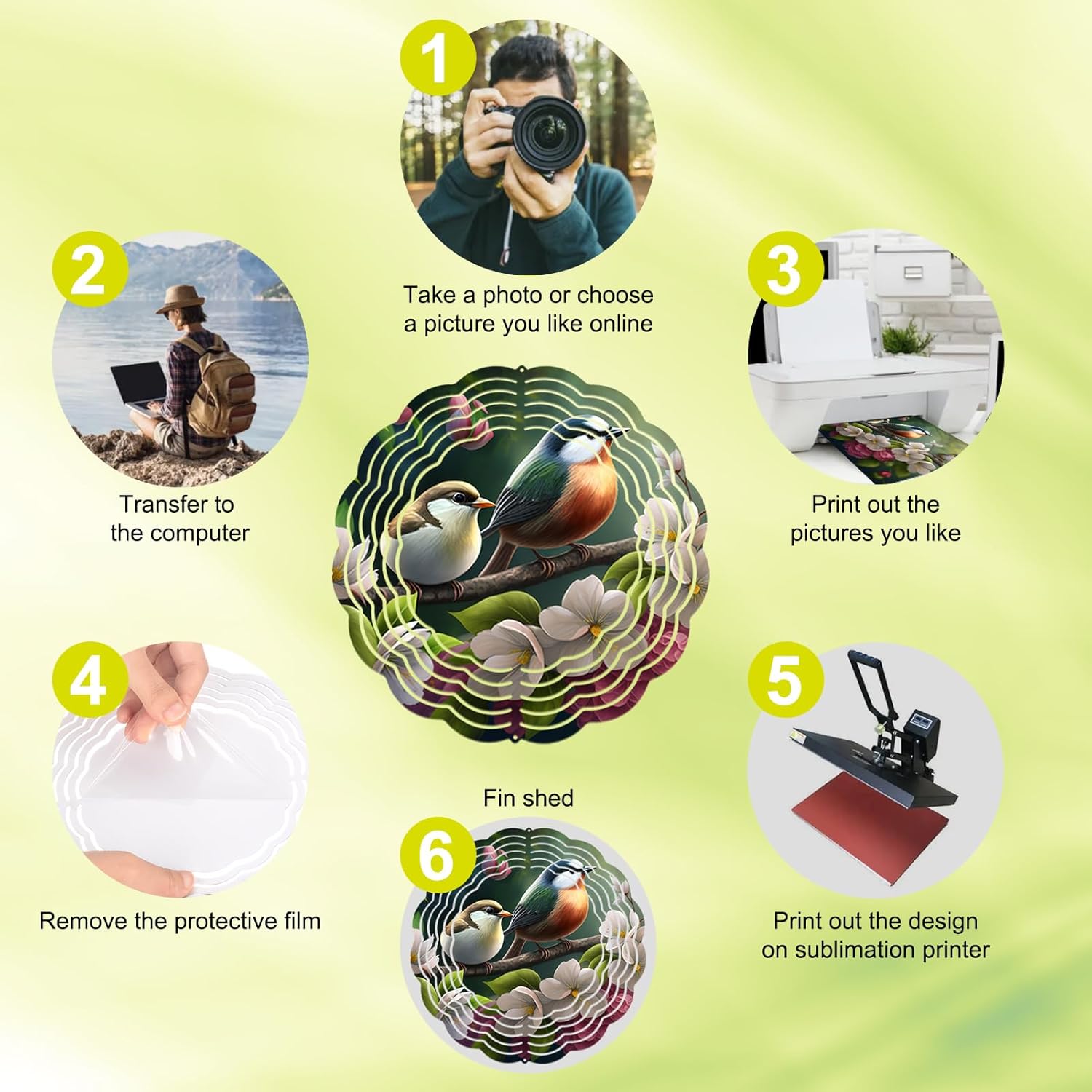 20 PCS Sublimation Wind Spinner Blanks 3D Aluminum Wind Spinners