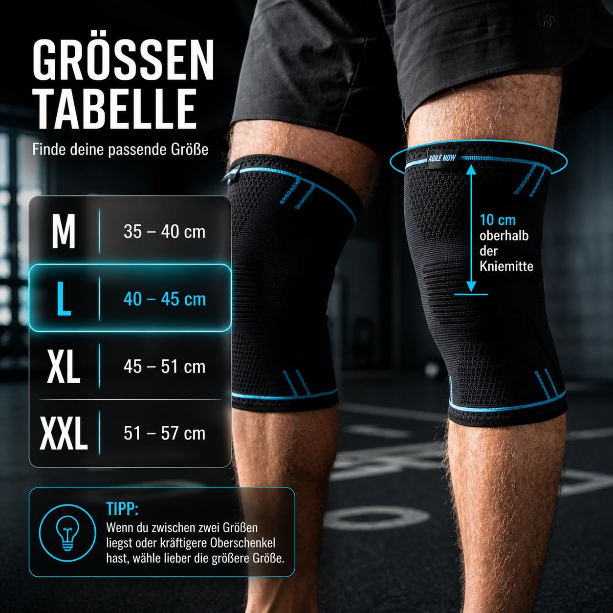 Kniebandage 2er Set Premium stabilisiert & schützt die Gelenke bei jeder Bewegung, Knie Bandage für Damen & Herren, rutschfeste & atmungsaktive Knee Pads, für jede Sportart