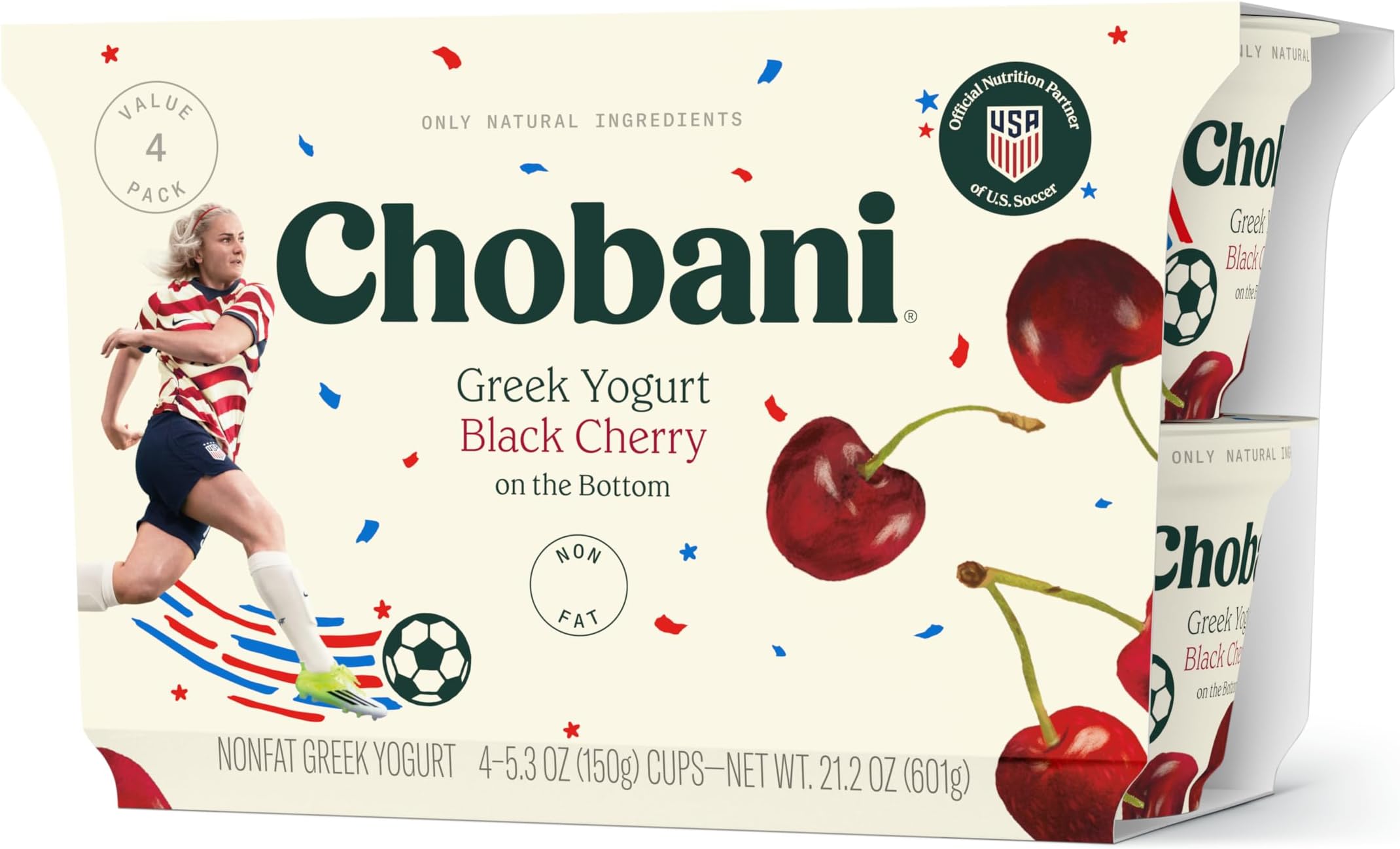 Non-Fat Greek Yogurt Black Cherry on the Bottom 5.3oz 4-pack