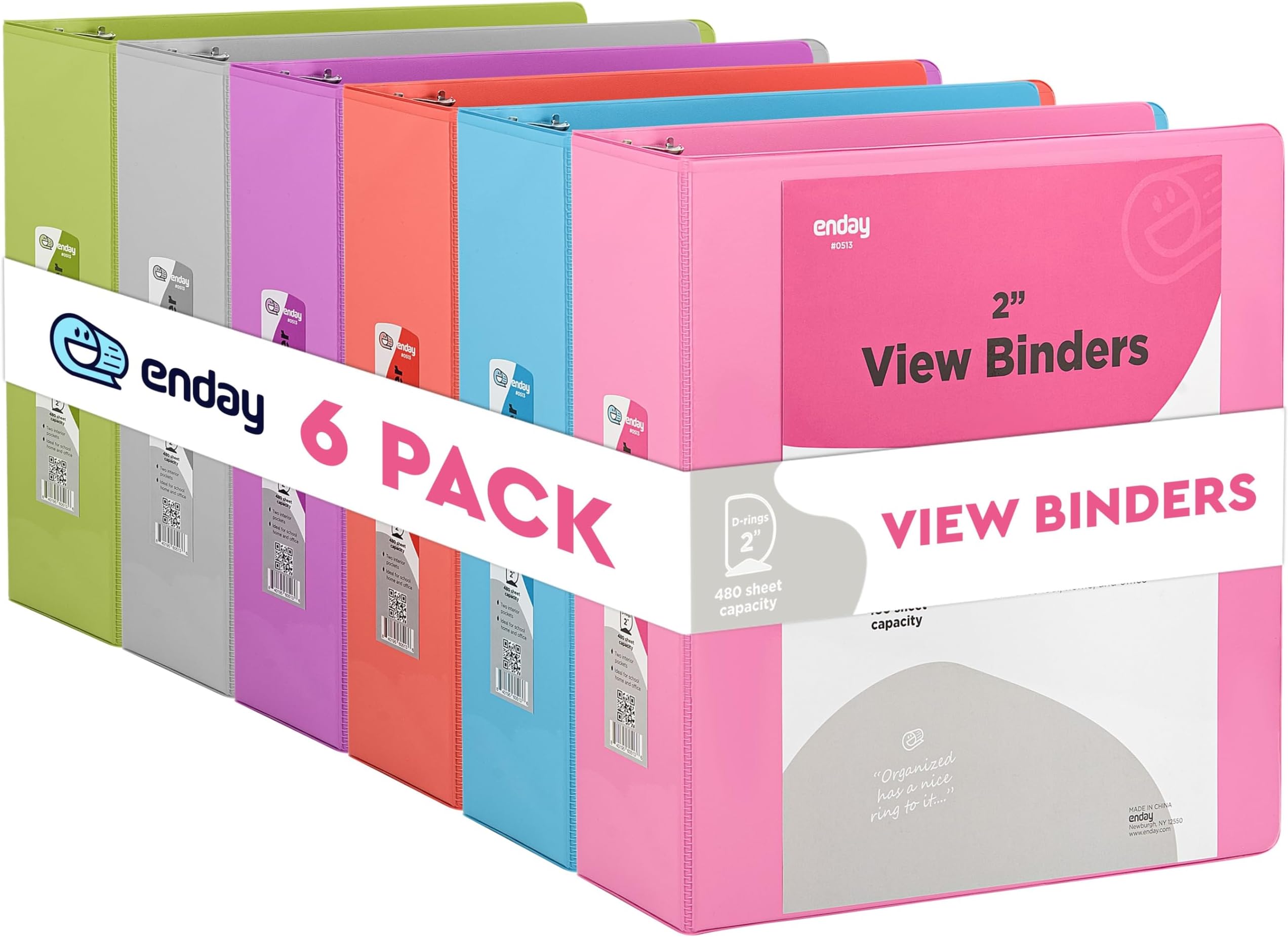 3 Ring Binders,2 inch One Touch Open D Rings,Assorted