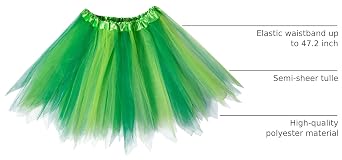 Green Tutu for Women and Big Girls,St.Patrick's Day Green Shamrock Tutu Skirts,Halloween Costume Tulle Skirts