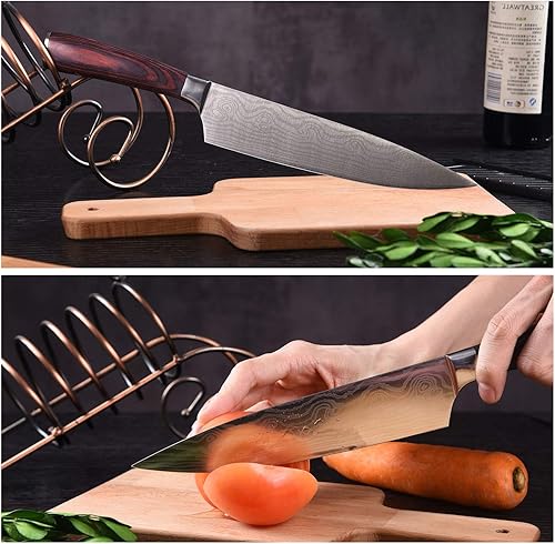 Miniatura 6 de Juego de cuchillos de chef de 5 piezas, cuchillos japoneses ultra afilados con cuchillas de acero inoxidable de alto carbono y mango ergonómico