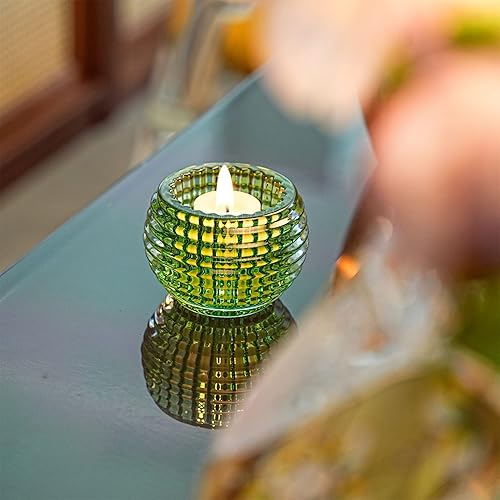 Miniatura 8 de Portavelas de cristal, candelita de cristal, portavelas votivas para centros de mesa de fiesta de boda, regalo de cumpleaños (3.6 x 2.6 pulgadas,