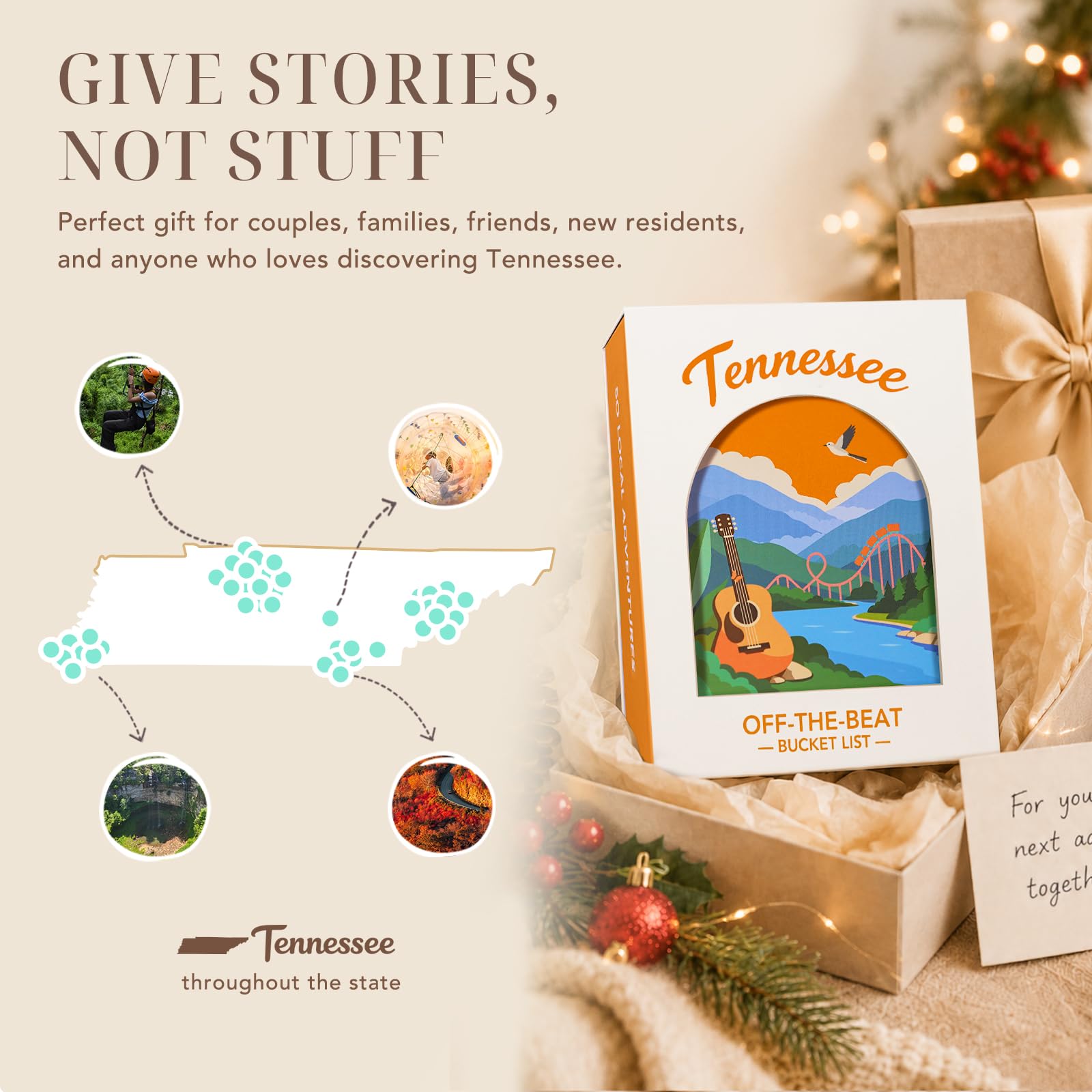 Tennessee Adventure Bucket List Cards, 50 carte da grattare per Stato | Gemme nascoste locali uniche, 2026 Schede elenco secchio fuori dal ritmo, Regali del Tennessee per coppie e famiglie