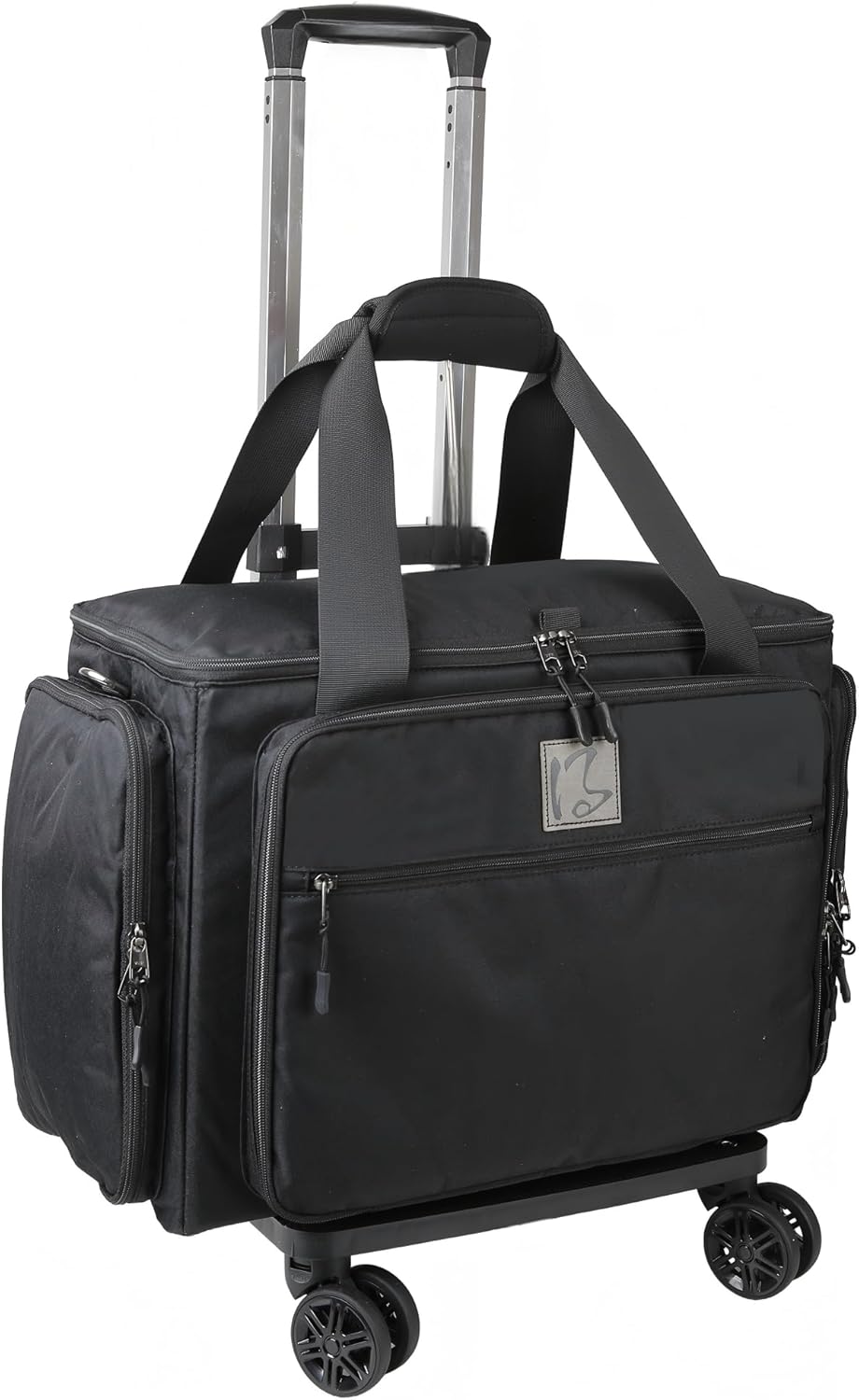 Rolling Teacher Bag with Five 360-Degree Swivel Wheels,Teacher Tote Bag with Detachable Trolley,Using YKK zipers,Fits for 15.6" Laptop (Lilac)