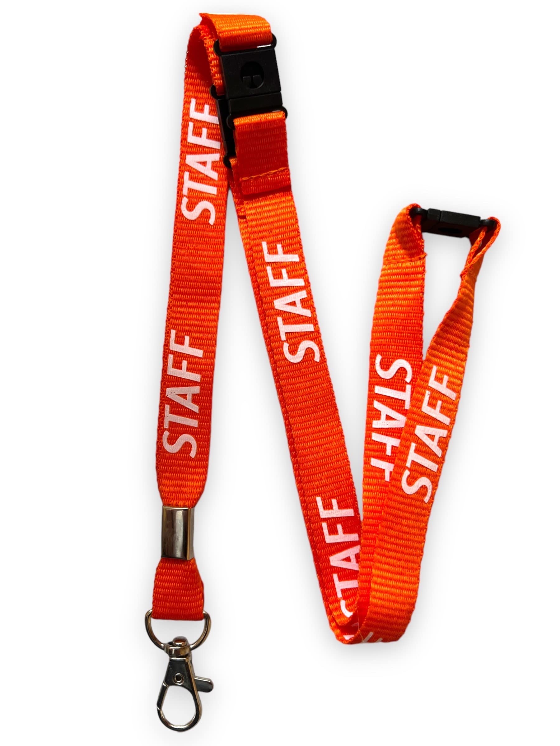 PAC Supplies Global 15mm Colourful STAFF Printed Neck Lanyard With 3 Point (Triple) Safety Breakaway (Orange, 5) โ image 1