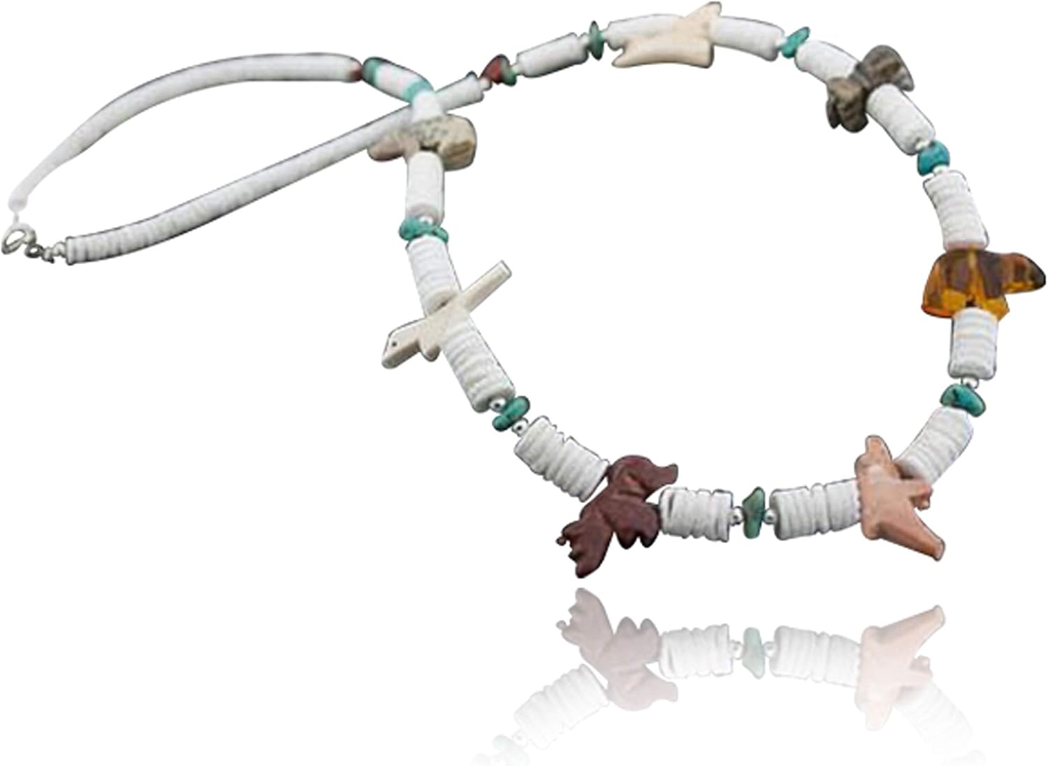 $230Tag Fetish Certified Silver Navajo Graduated Turquoise Necklace 390593126020 Made By Loma Siiva