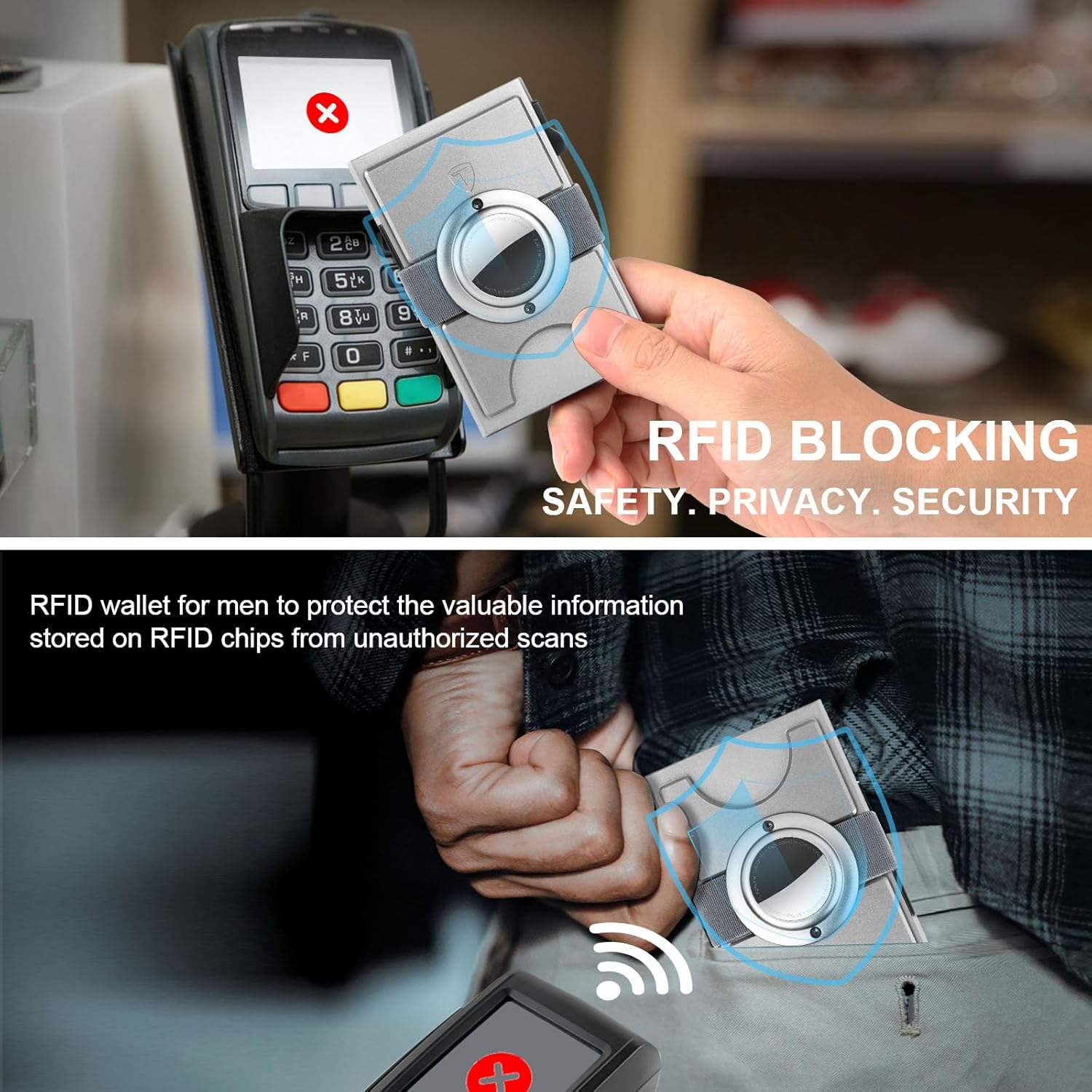 Minimalist Wallet for Men,Slim Wallet Compatible with AirTag,Card Holder Metal Wallet,Pop Up Wallet,Metal Card Holder,Quick Access Card,Rfid Blocking Protection,Hold 12+ Credit Cards (Silver) - Image 6