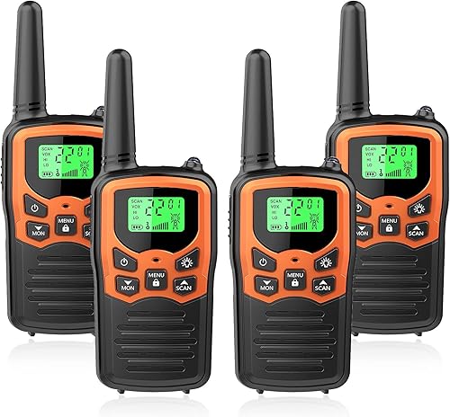 Miniatura 14 de Walkie Talkies, MOICO Walkie Talkies de largo alcance para adultos con 22 canales FRS, Walkie Talkie familiar con linterna LED VOX, pantalla LCD