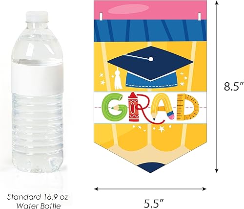 Miniatura 2 de Big Dot of Happiness Elementary Grad - Cartel de banderines para fiesta de graduación para niños, decoraciones de fiesta, felicitaciones graduadas