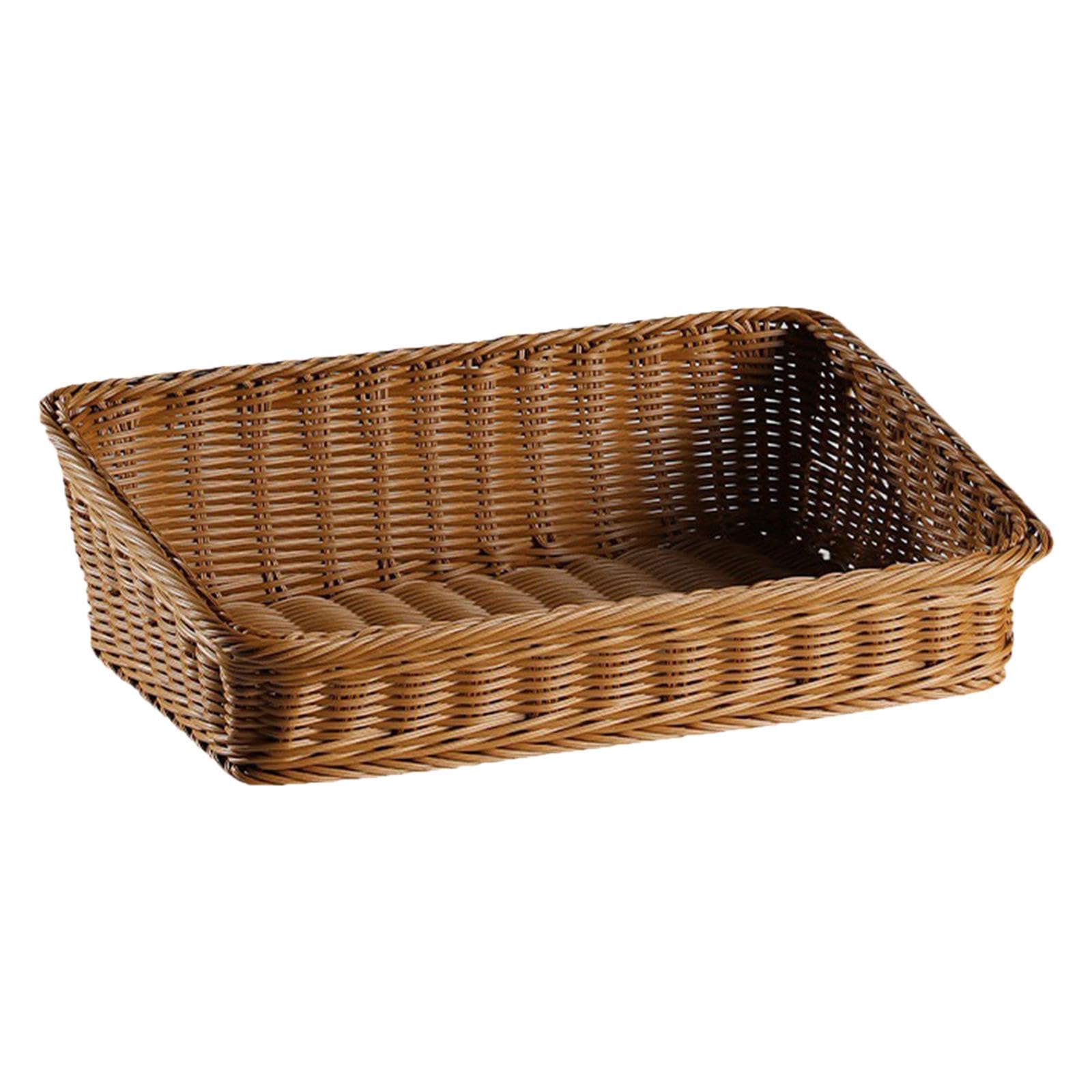 Cestino intrecciato in rattan imitazione Cestino per pane intrecciato Cestino per pasti Portaoggetti per alimenti Espositore per alimenti Cesto di