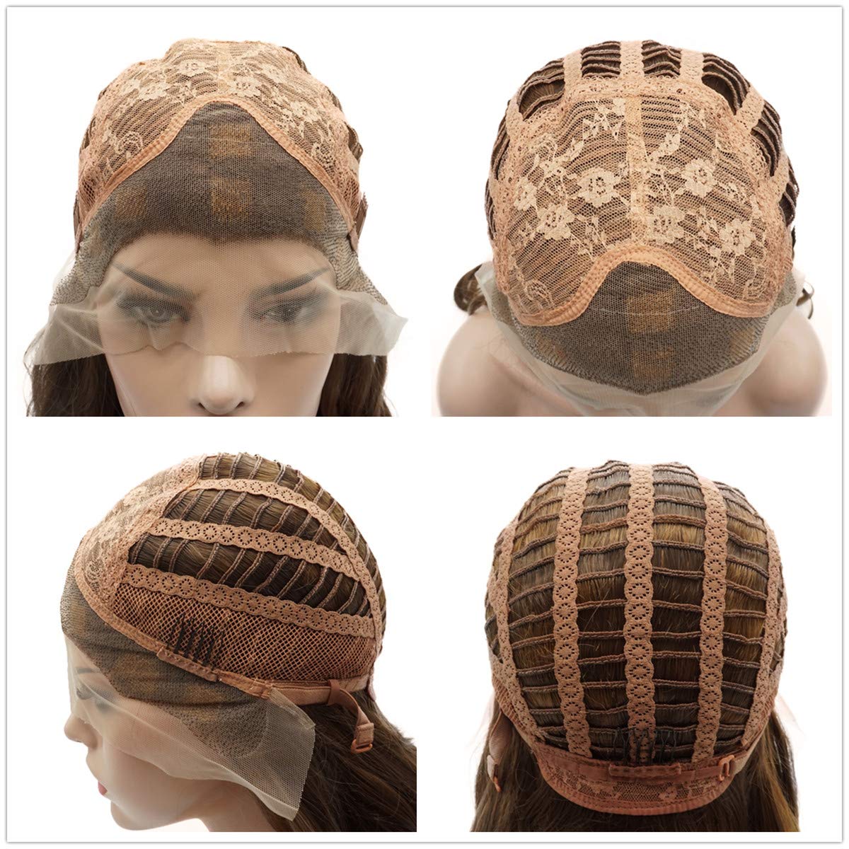 Lushy Straight Long 24inch Two Tone Brown Mix Heat Friendly Heavy Density Synthetic Lace Front Wig