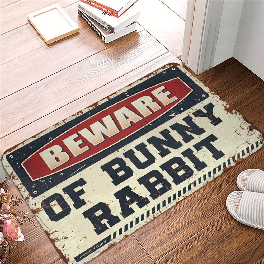 Tapis de porte pour entrée automnal : méfiez-vous du lapin ! Grand paillasson de maison