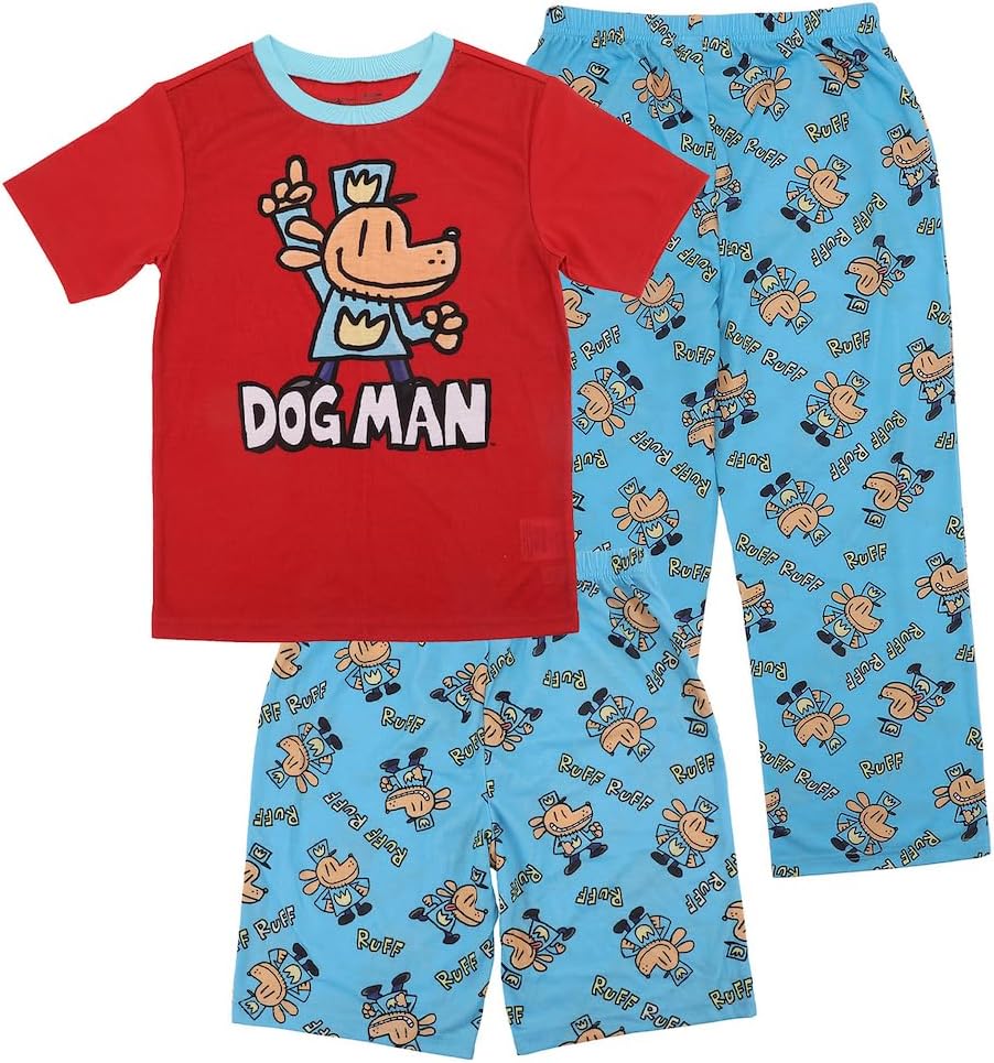 Bioworld Dog Man All-Over Print Boy's 3-Piece Pajama Set