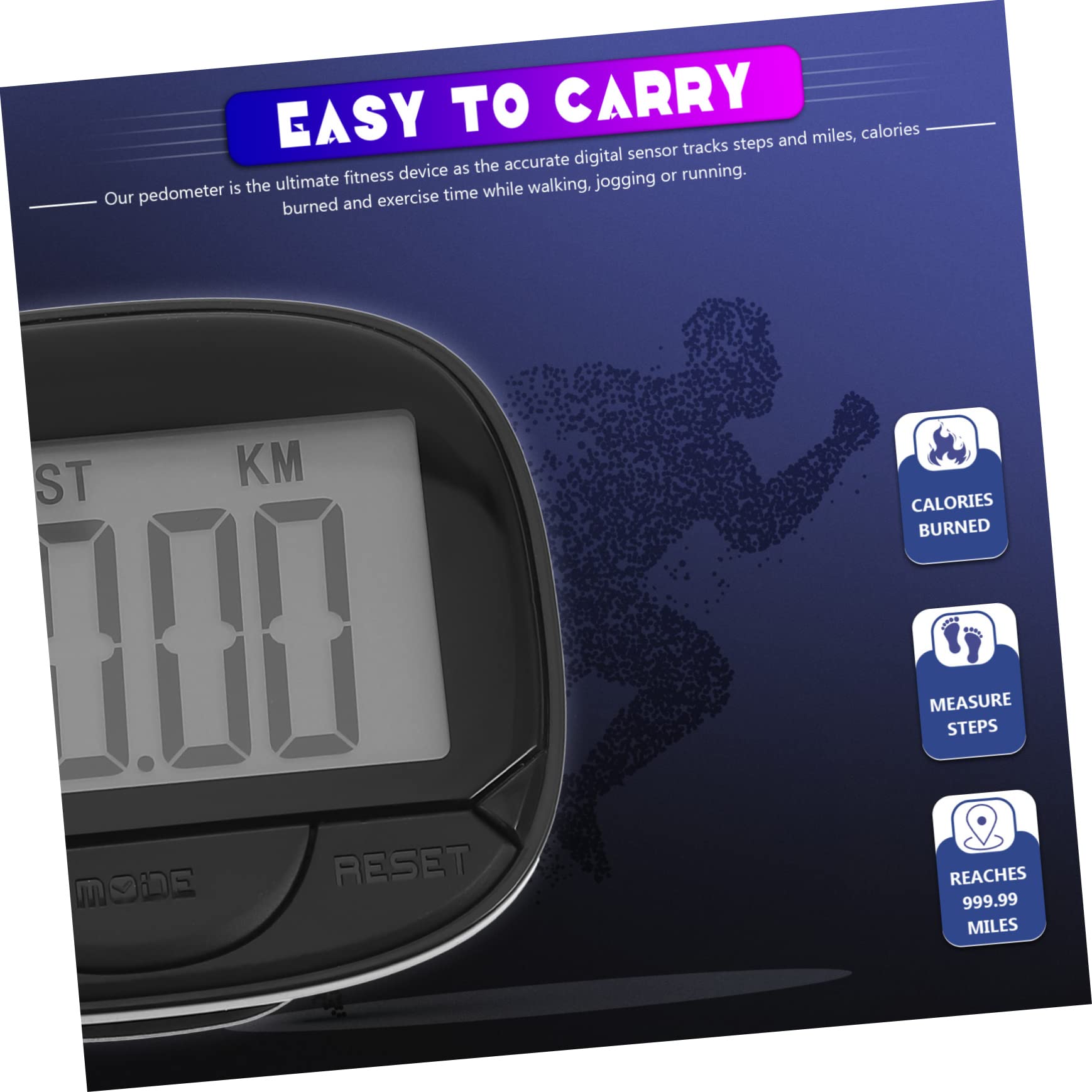 FOYTOKI Portable Running Pedometer Step Counter for Walking Backlight Fitness Information Tool for Sports Random