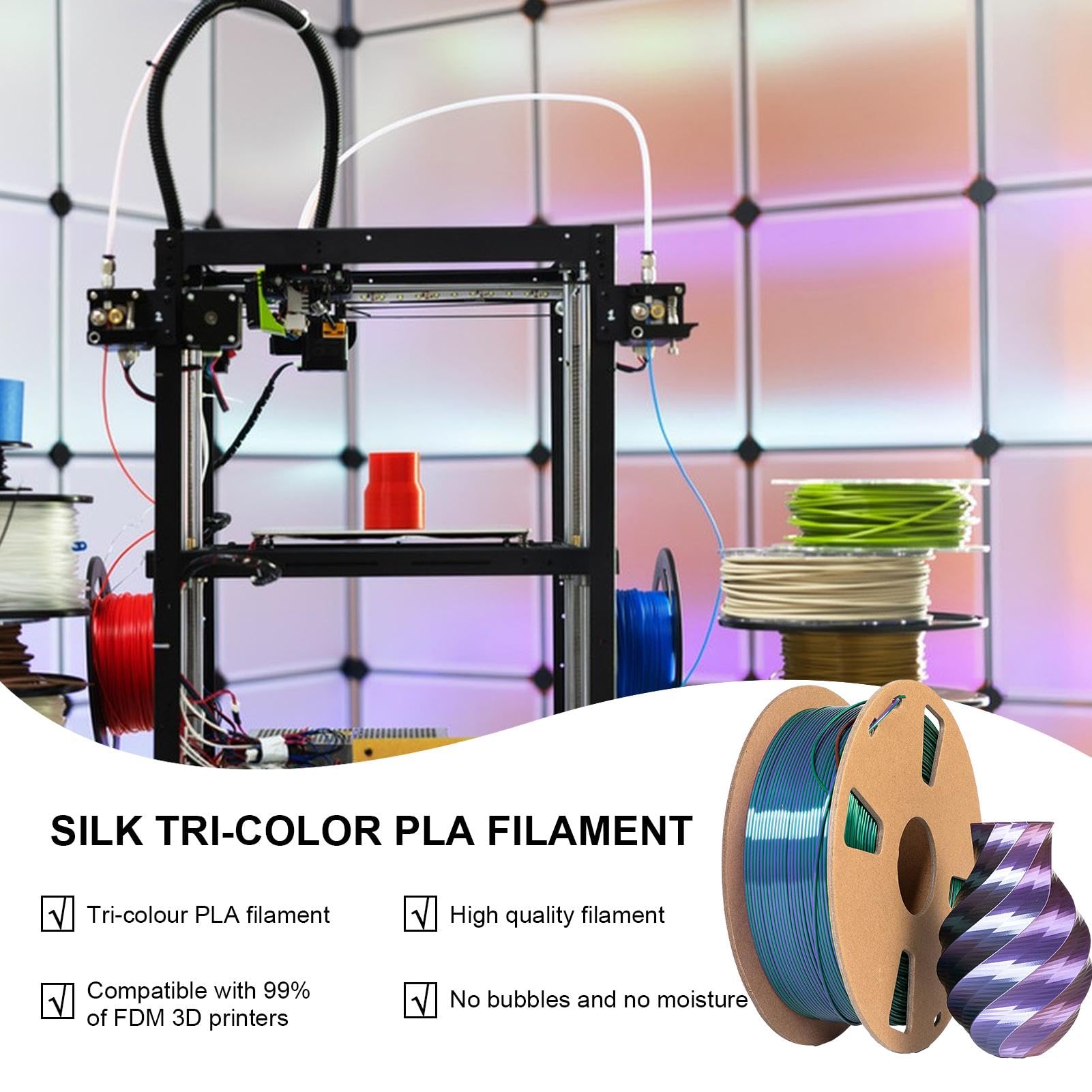 Filamento 3 Colores - Filamento PLA Tricolor De Seda | Impresión Novedad