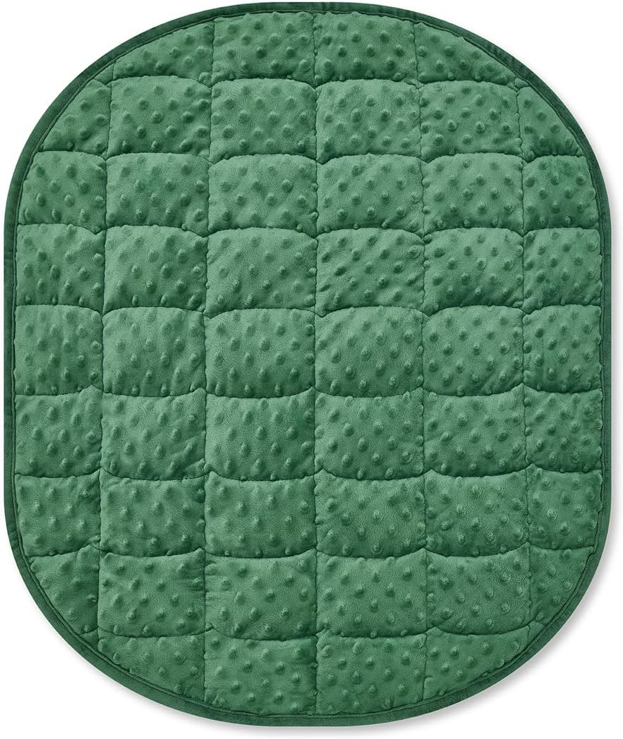 TONGDADA Weighted Lap Blanket 7lbs for Adult,Perfect for Relaxation, Lounging, Napping, Sleeping & Travel,Luxury Minky Weighted Body Blanket,Weighted Throw Blanket-Dark Green Minky Dot, 29" x 24"