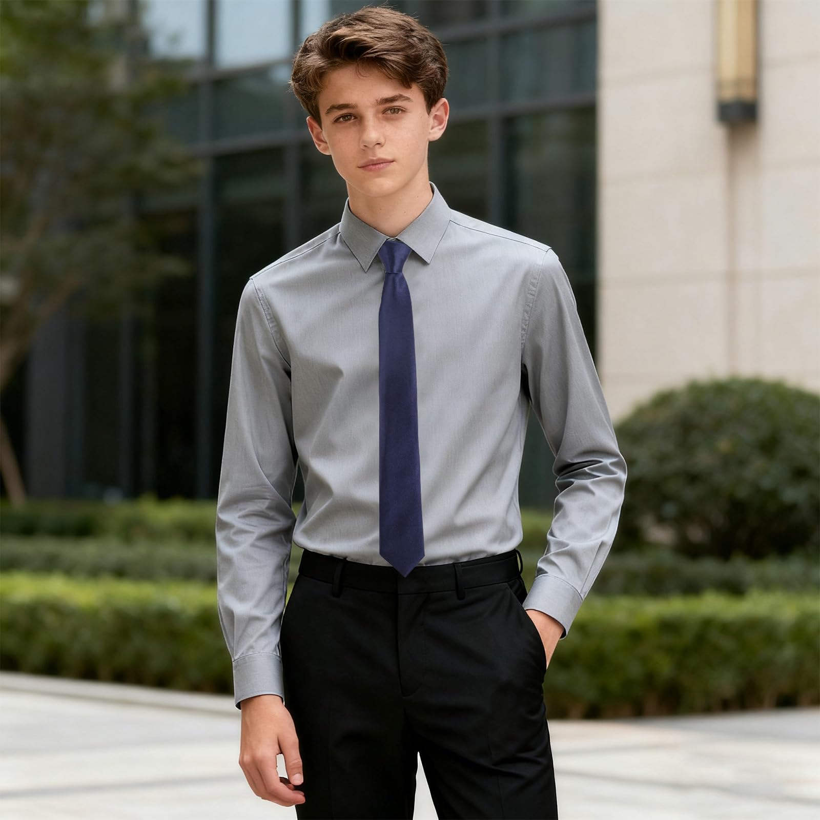 Corbata Niño, 38 x 5 cm Cómoda Tela de Seda con Clip para el Cuello Ideal para Cumpleaños Escuela Graduación