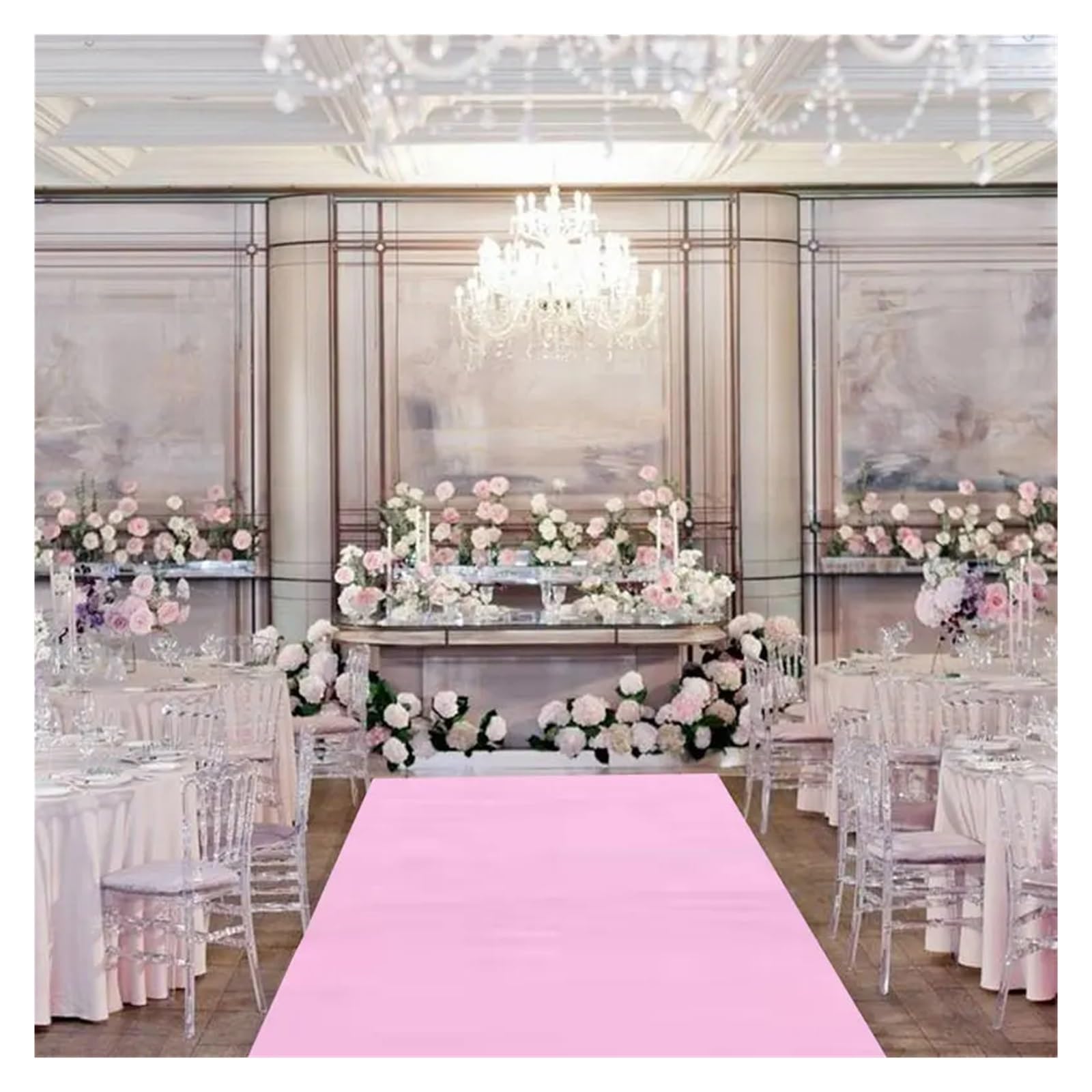 Tapis Blanc for Chemin d'allée de Mariage, intérieur et extérieur, décoration de fête pour événements(Pink,5M_1M)