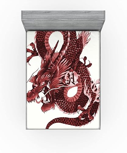 Miniatura 244 de Ambesonne - Sábana bajera ajustable multicolor, en colores y tres tamaños Azul y gris,Verde Militar Sage Green,Ámbar beige,Negro Grey White,Azul