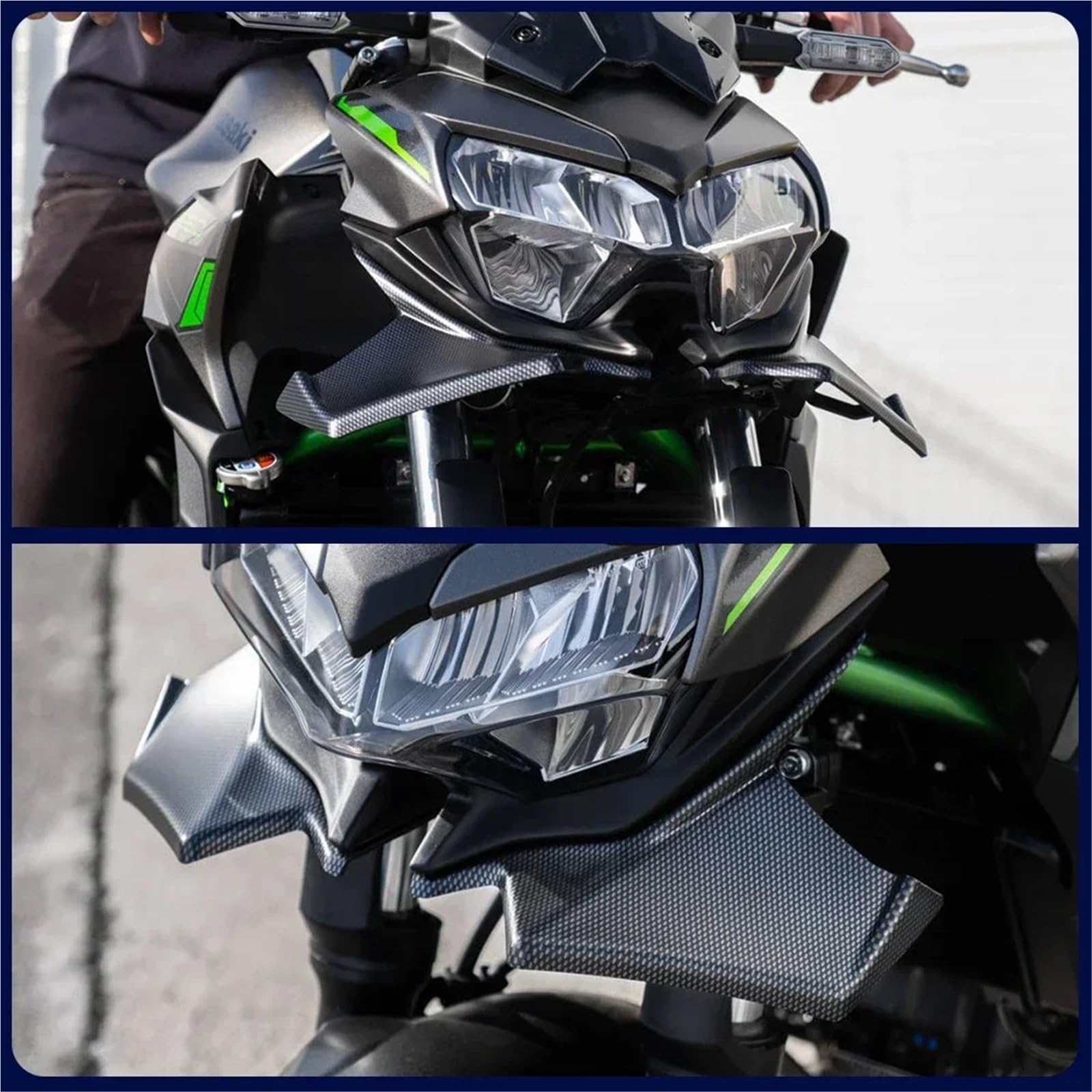 Front Bumper Splitter dachowy Pasuje do Kawasaki Z650 2021 2022 2023 2024 przedni spojler owiewka skrzydło aerodynamiczna osłona skrzydła